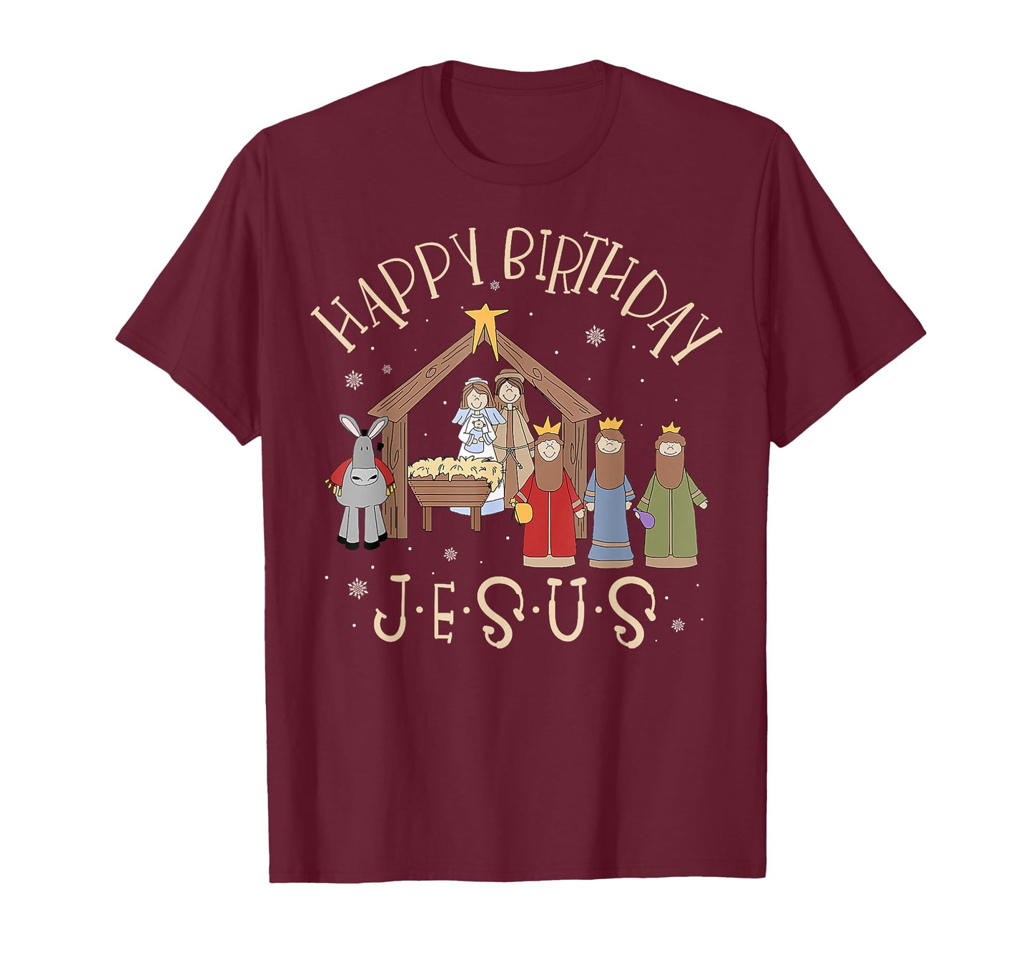 Merry Christmas Tee Unisex-Christian Family Group Children Nativity Happy Birthday Jesus Christmas Nativity Christian T-Shirt Black Small Crew Neck Short Sleeve Cotton Blend T-Shirt