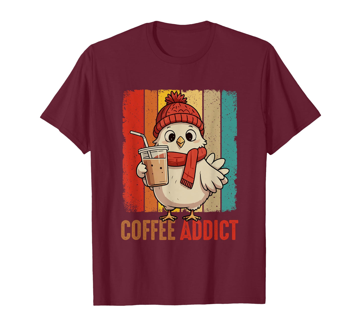 Funny Joke Coffee Lover Chicken Drinking Coffee Farmer T-Shirt