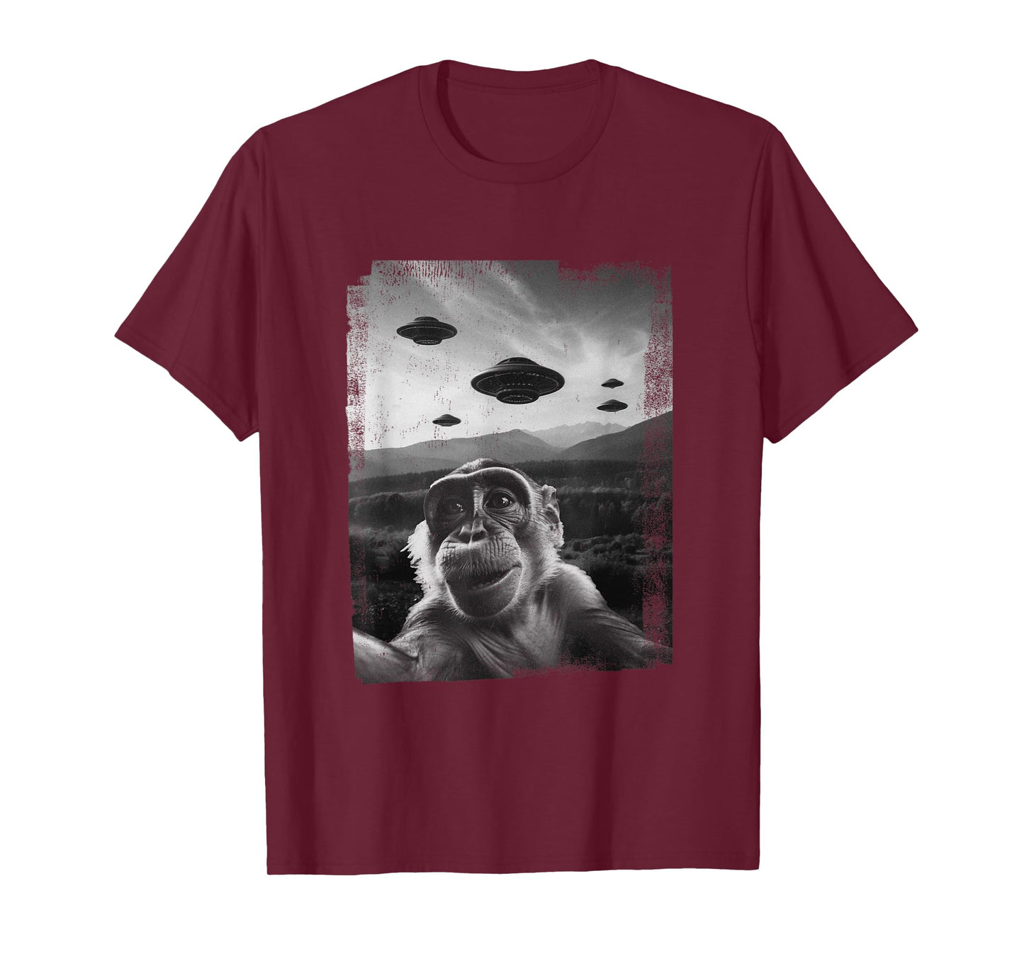 Funny Monkey Selfie With Alien Ufo Cute Monkey Tee For Kids T-Shirt