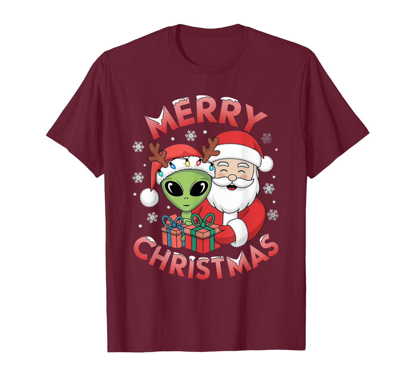 Cute Xmas Alien Santa on Alien Christmas T-Shirt