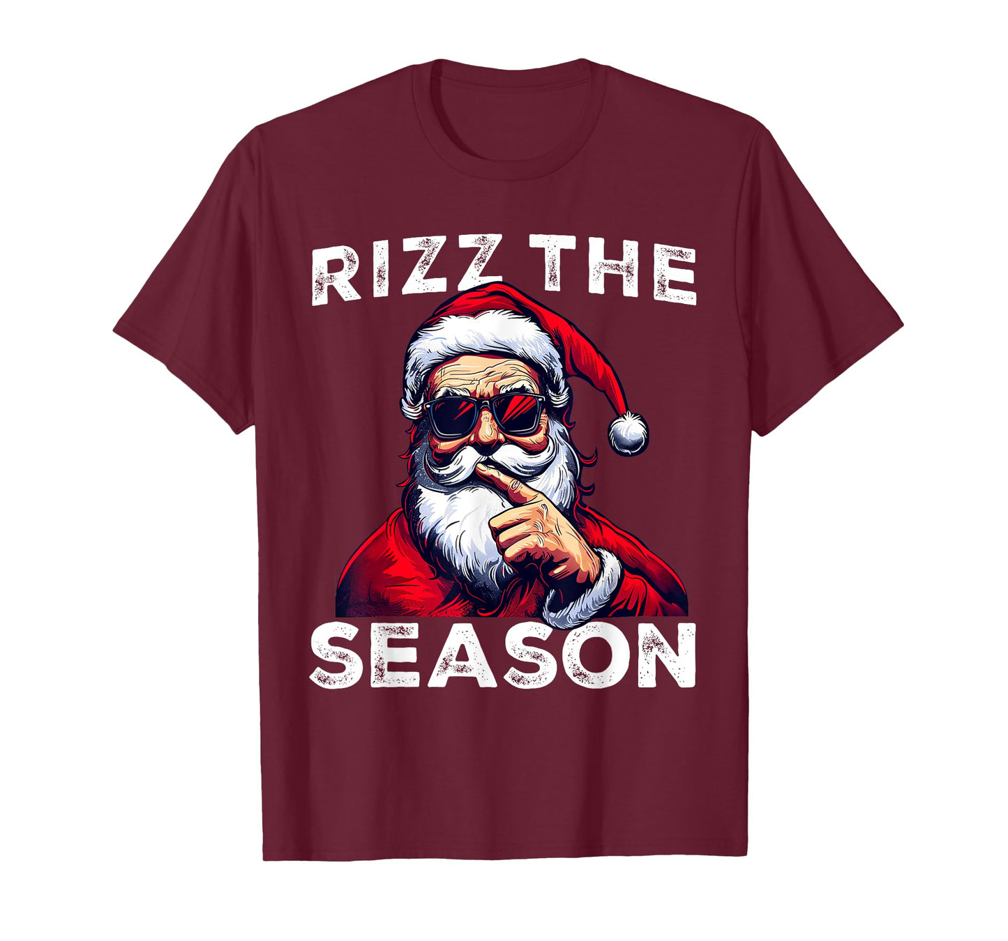 Rizz The Season Funny Santa Joke White Elephant Christmas T-Shirt