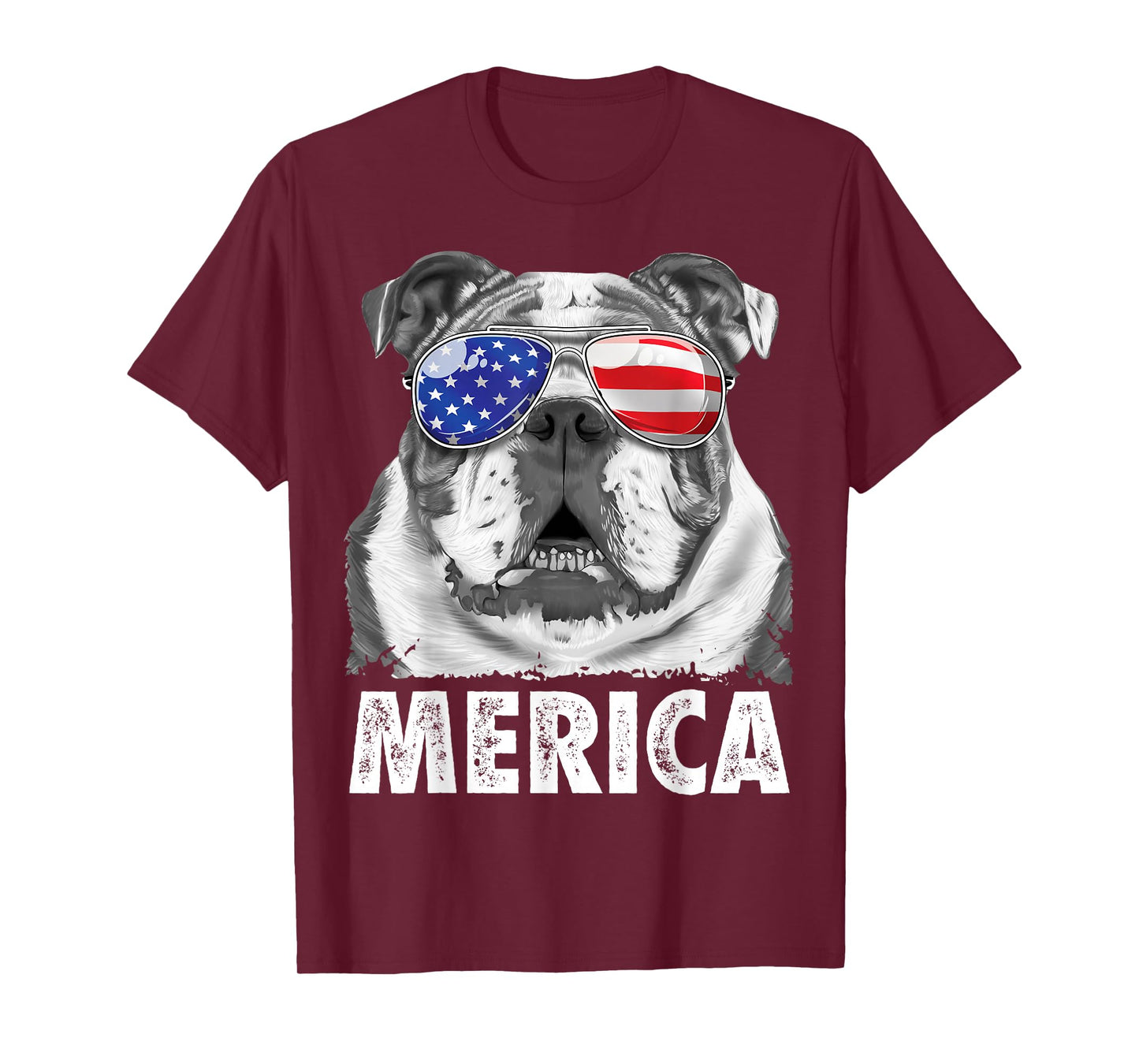 English Bulldog 4th of July Merica Men Women USA Flag Retro T-Shirt