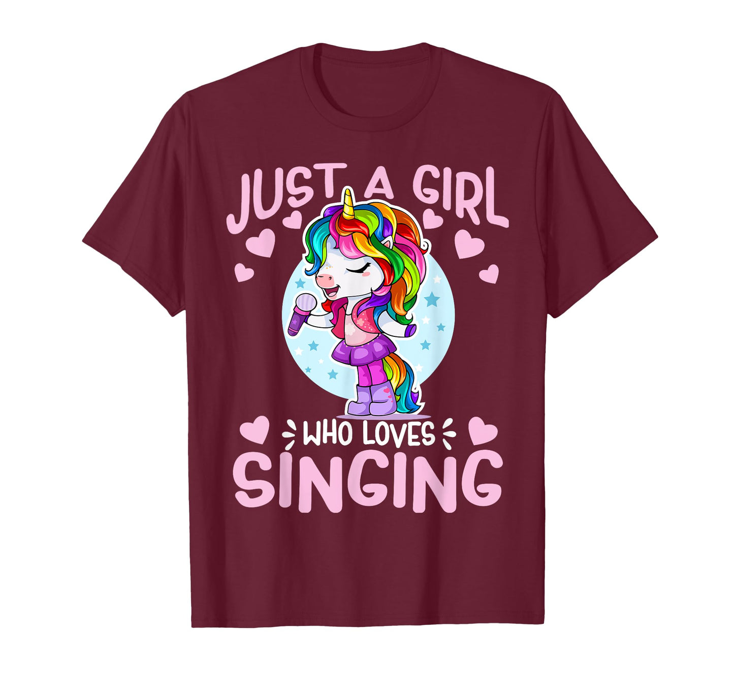 Just A Girl Who Loves Singing Funny Karaoke Singer Unicorn T-Shirt