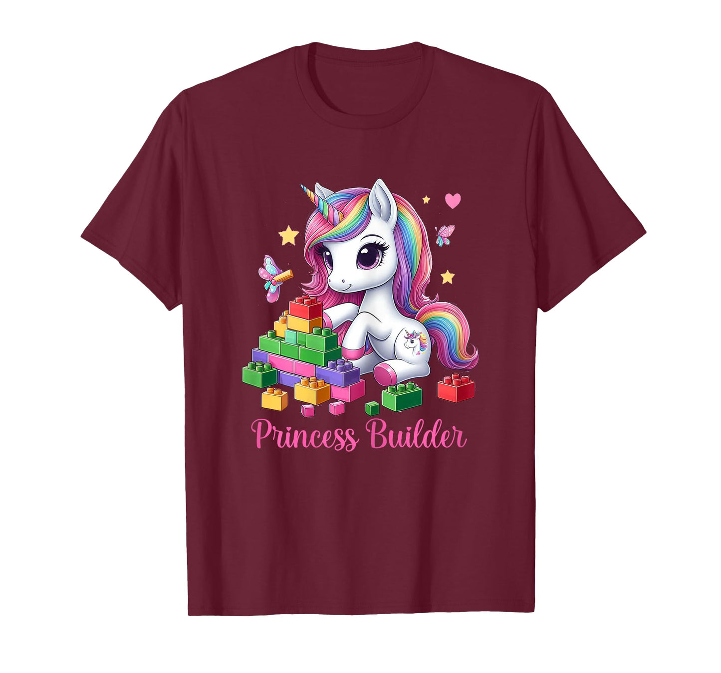 Princess Builder Unicorn for Girls – Building Blocks Bricks T-Shirt