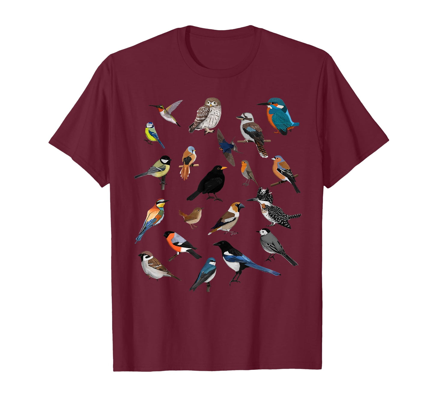 Birds Birdlover Birdwatcher Ornithologist Robin Wren Magpie T-Shirt