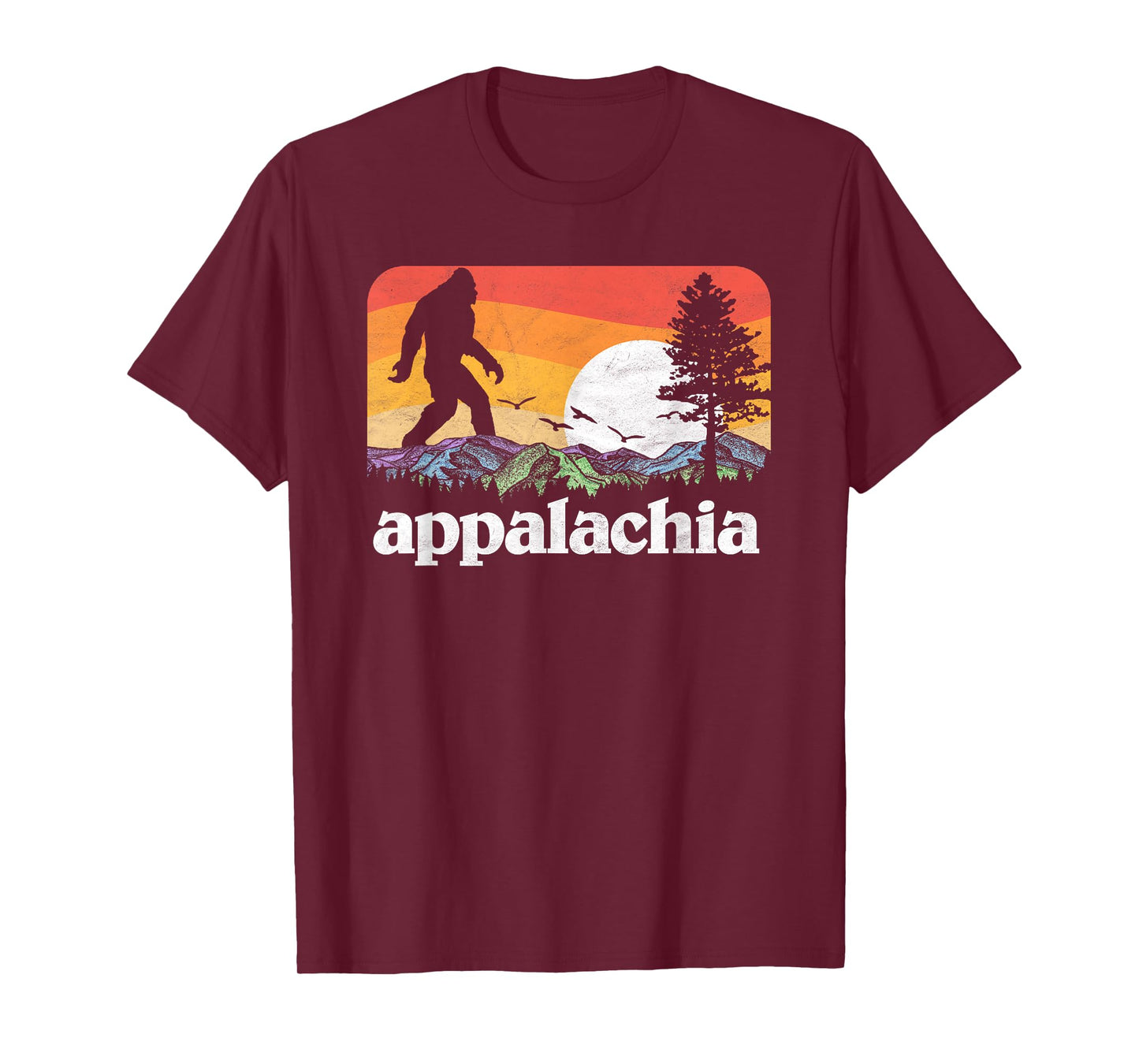 Retro Appalachia Bigfoot Mountain & Trees Nature Outdoors T-Shirt