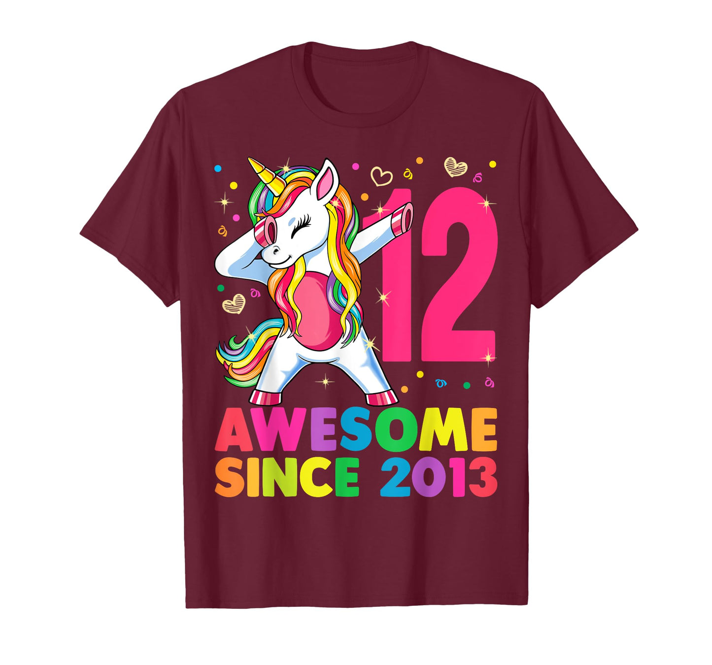 12 Years Old Unicorn Dabbing 12th Birthday Girl Gift Party T-Shirt