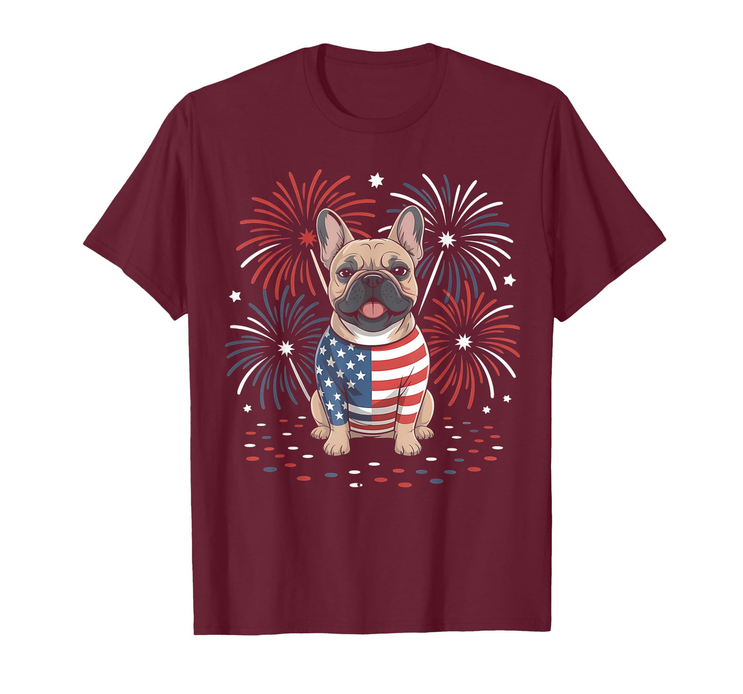 Cute French Bulldog USA American Flag Dog Lover 4th Of July T-Shirt for Men Women Kids