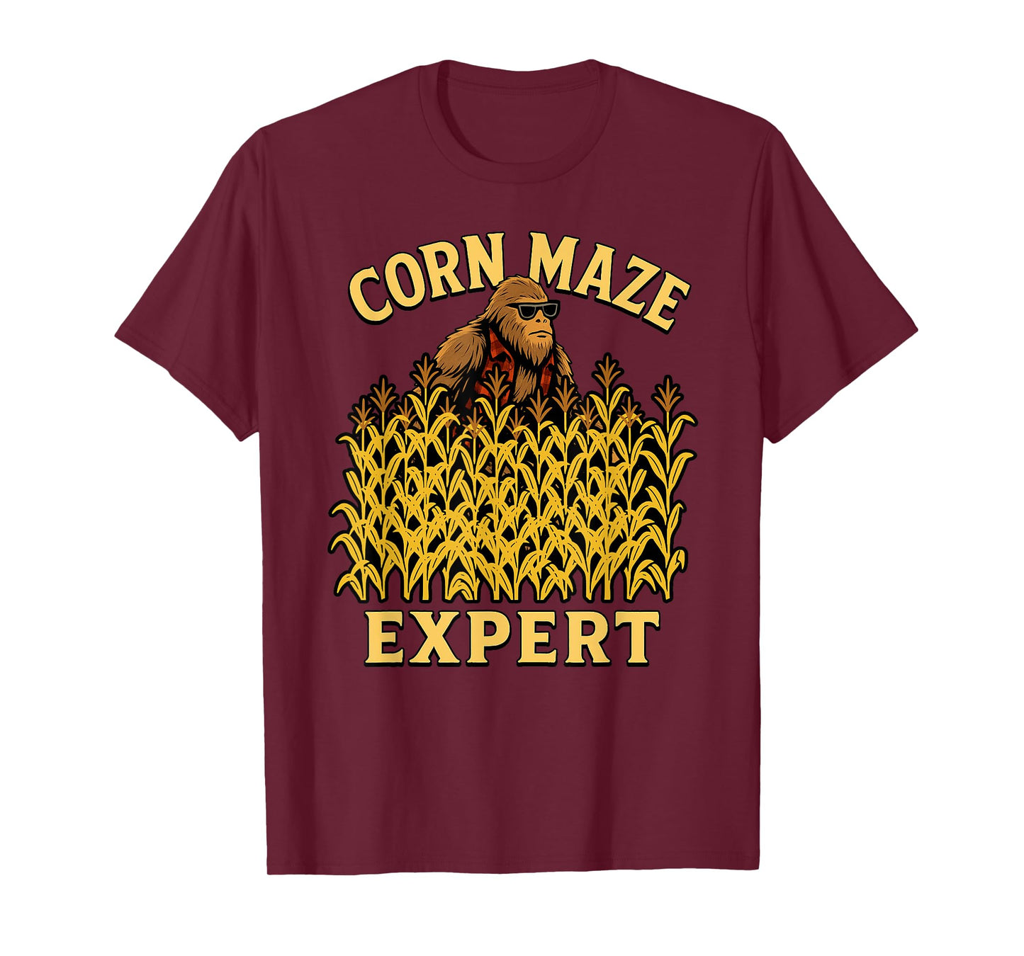 Funny Bigfoot Corn Maze Expert Fall Fun Halloween Sasquatch T-Shirt