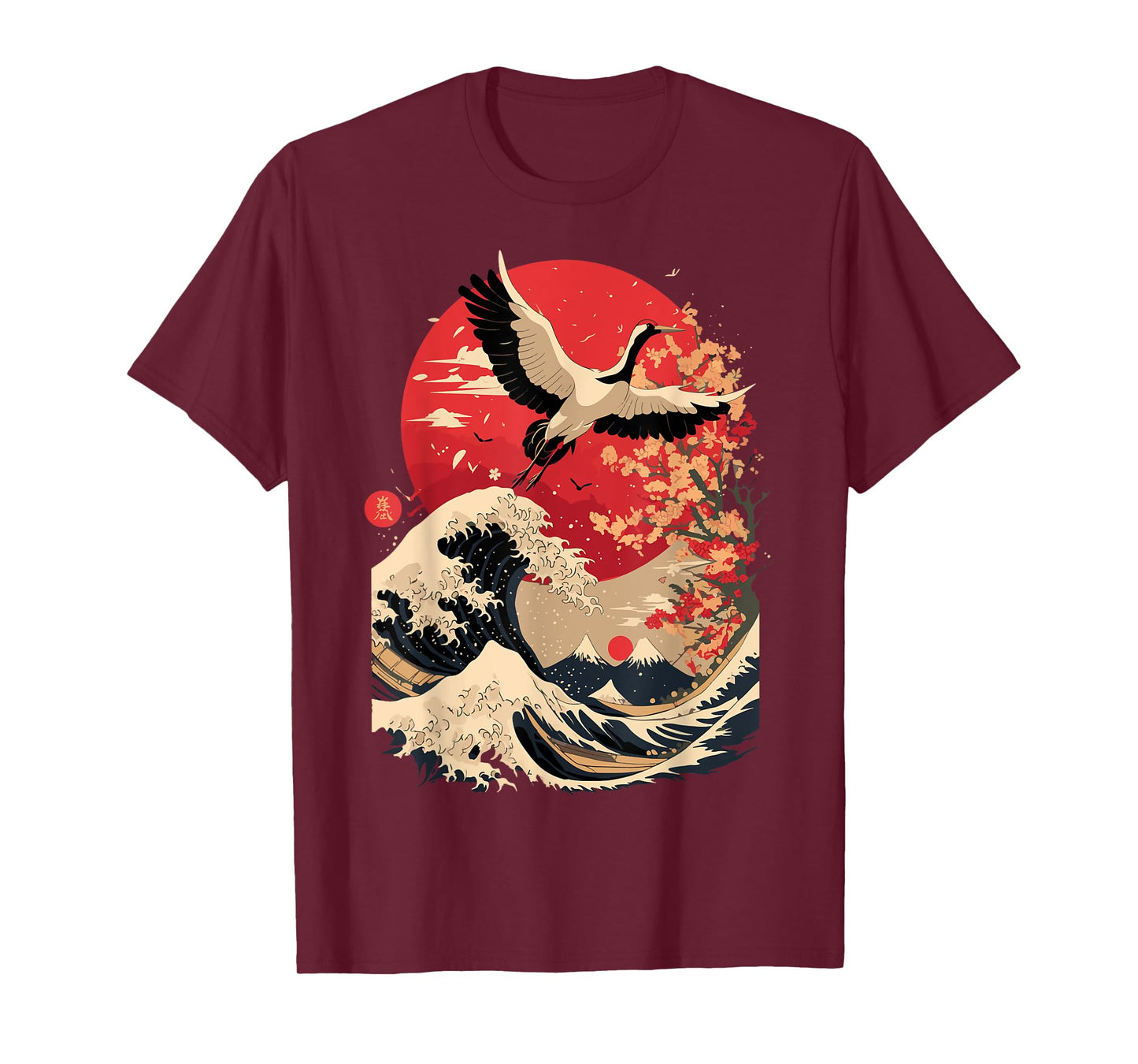 Japanese Crane Japan Cherry Blossom T-Shirt
