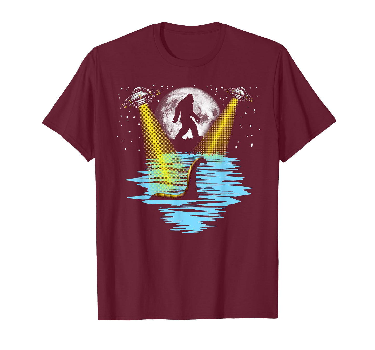 Flying Saucer UFO, Bigfoot & Loch Ness Monster Funny T-Shirt