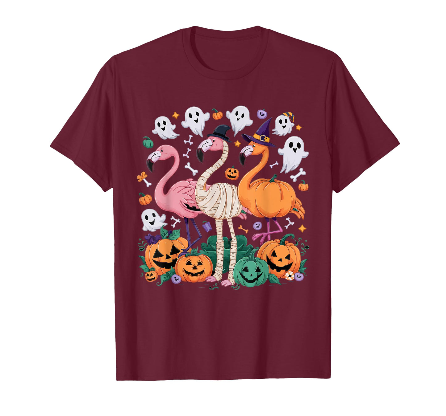Flamingo Halloween Spooky Wading Bird Scary Trick Or Treat T-Shirt