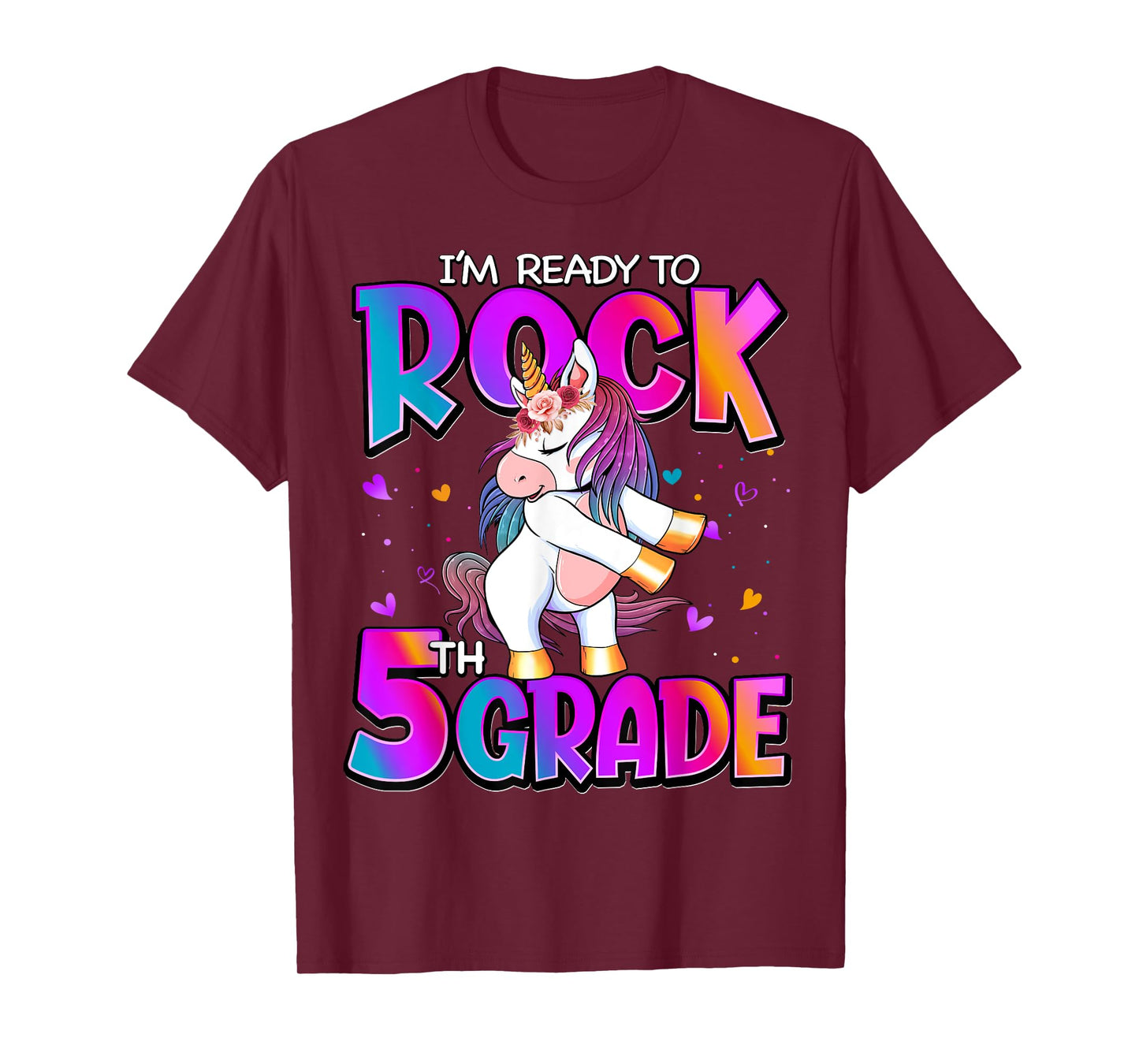 I'm Ready To Rock 5th Grade Unicorn Back To School Girls T-Shirt
