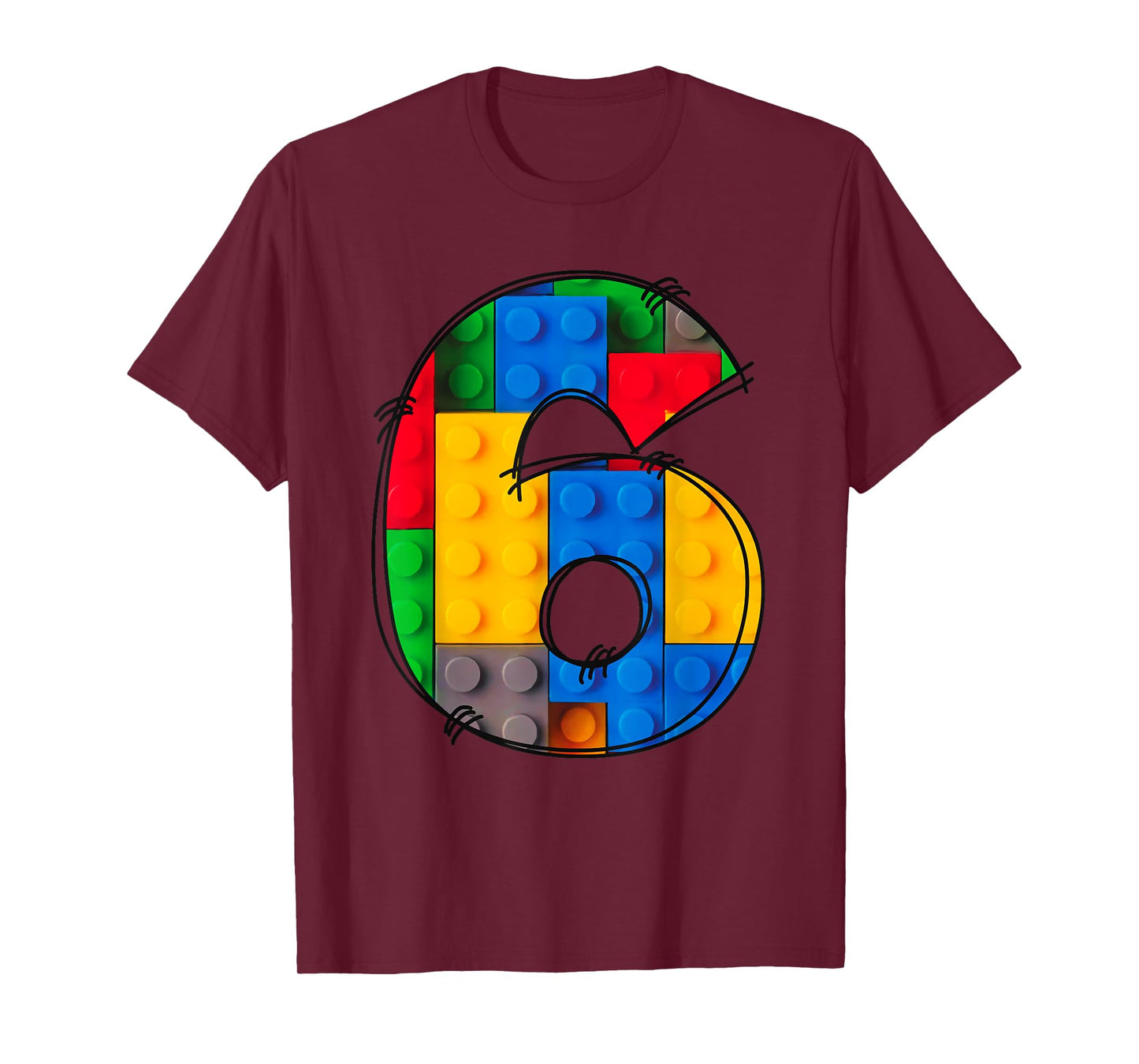 6 Year Old Blocks Building Master Builder 6th Birthday Kids T-Shirt