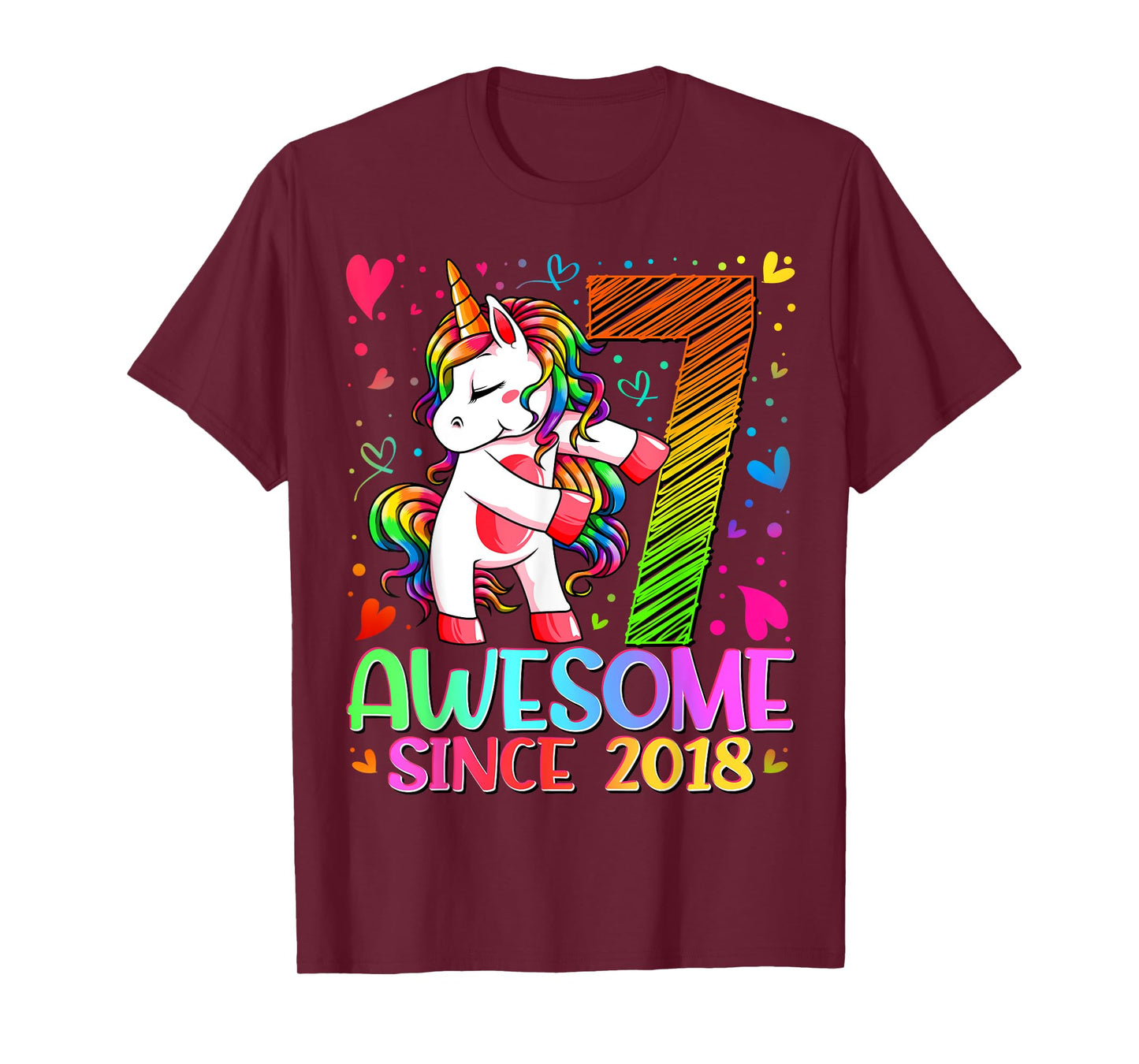 7 Year Old Unicorn Gifts For Girls 7th Birthday Girl Party T-Shirt