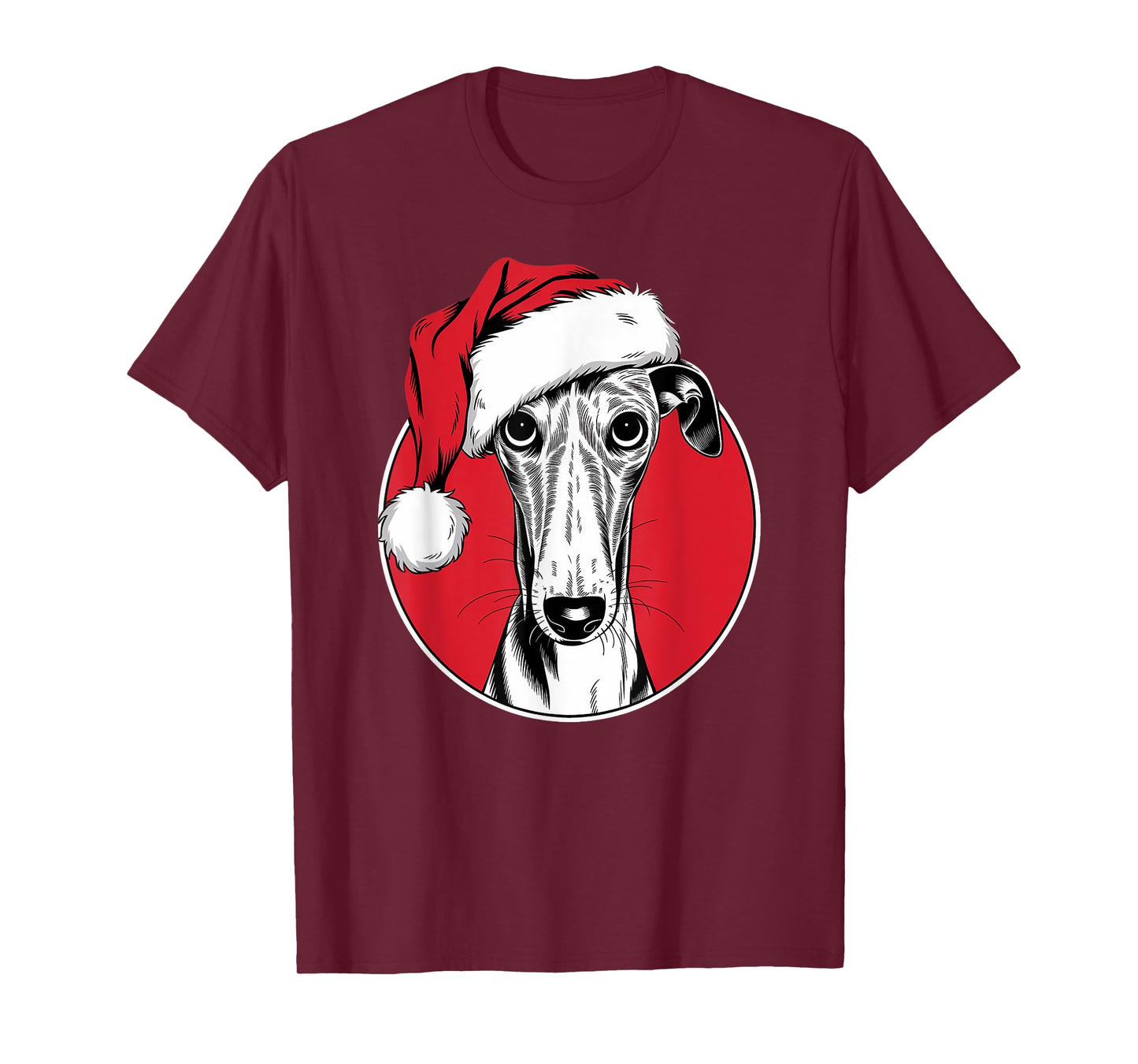 Joyful Greyhound Santa Dog on Greyhound Christmas T-Shirt for Men Women Kids