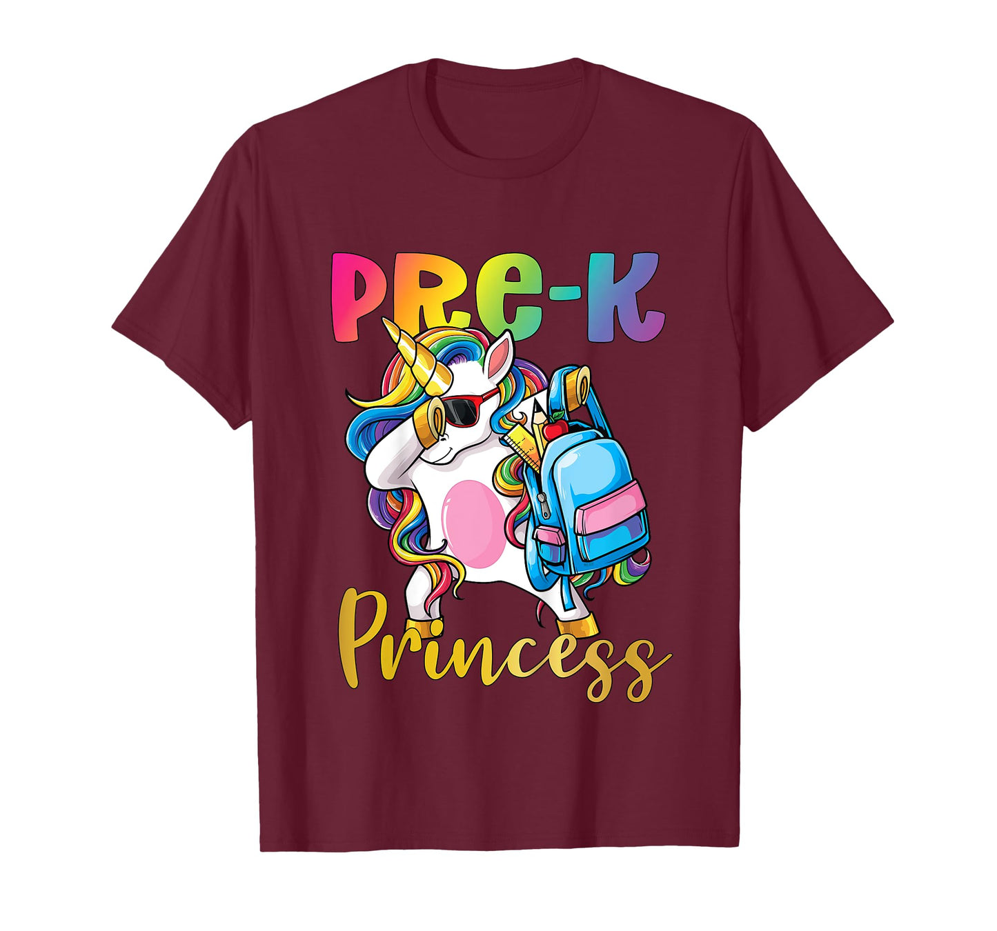 Pre K Princess Dabbing Unicorn Back to School Girls T-Shirt