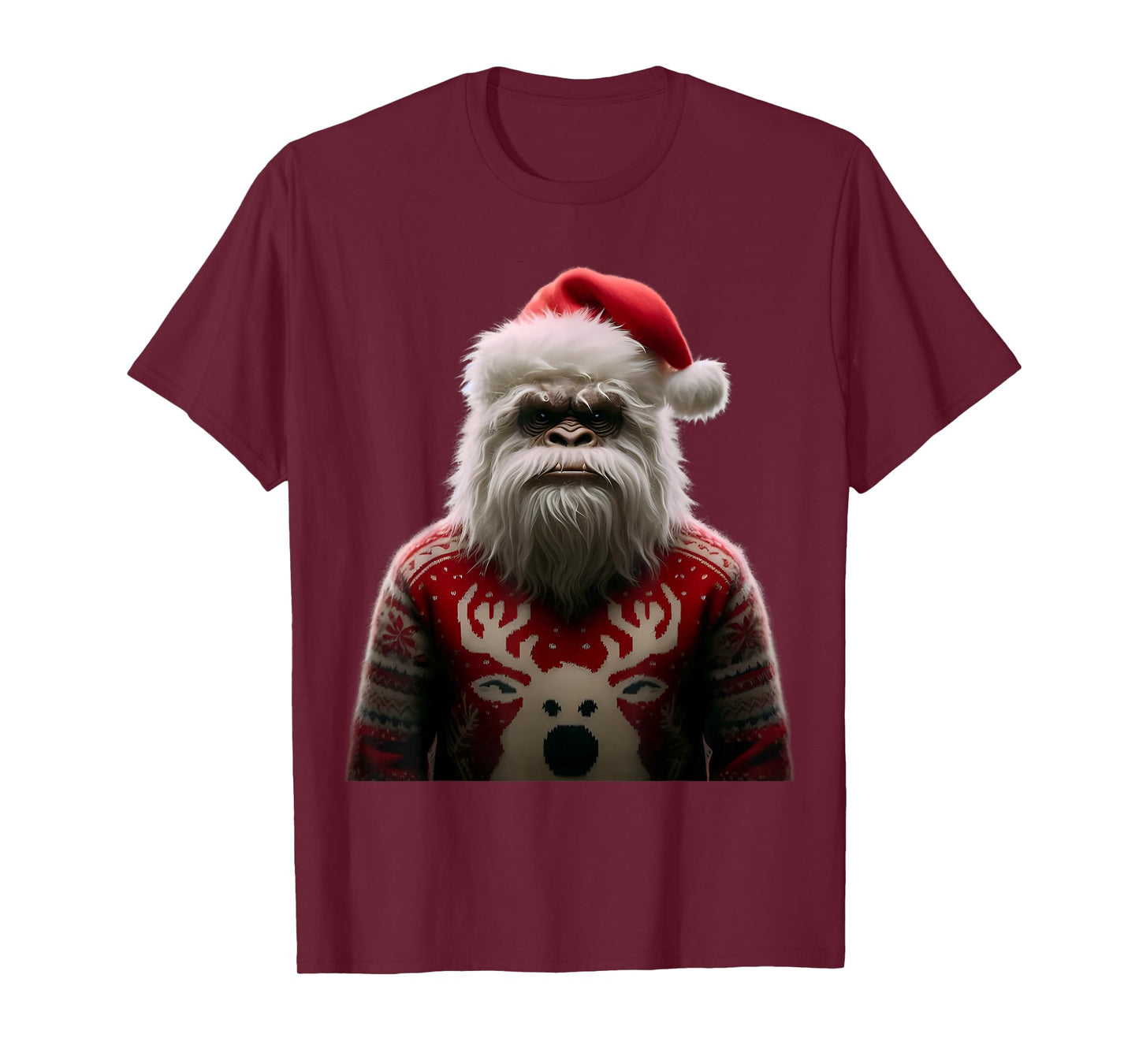 Yeti With Santa Hat Christmas Abominable Snowman Xmas Lover T-Shirt