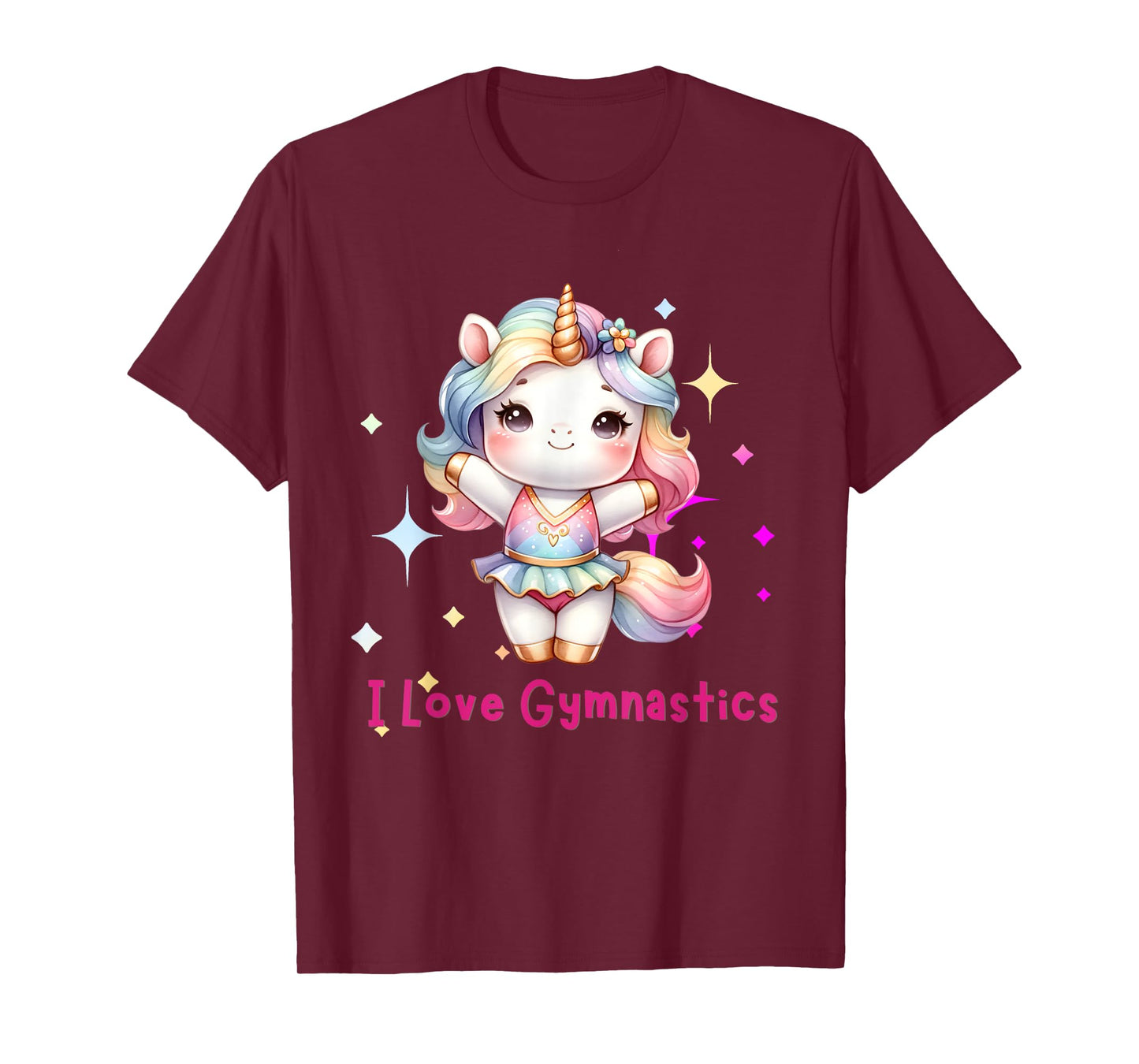 I love Gymnastics with Cute Gymnast Unicorn for Girls Kids T-Shirt