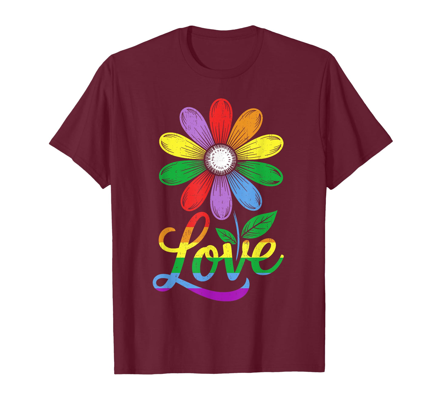 Pride Shirts Retro Flower Rainbow Ally LGBTQ Gay Pride Gift T-Shirt