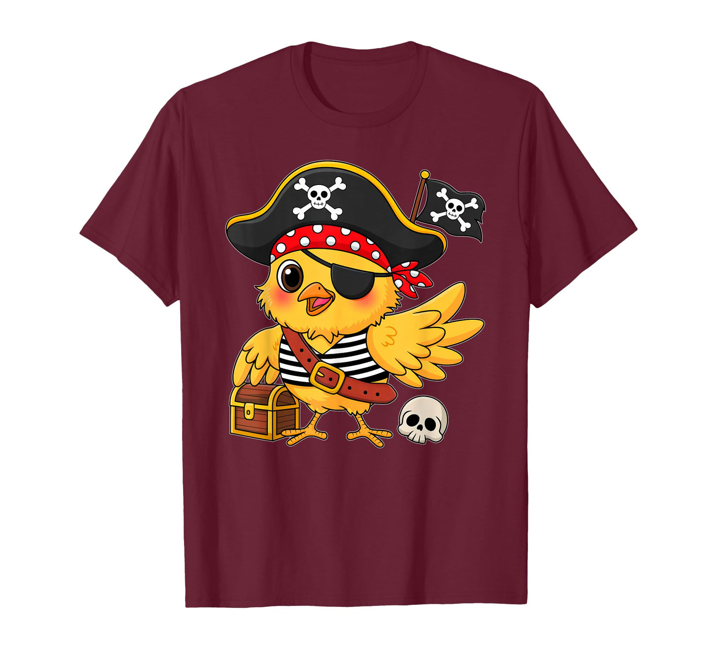 Cute Chicken Pirate Women Boys Girls Kids Halloween Costume T-Shirt