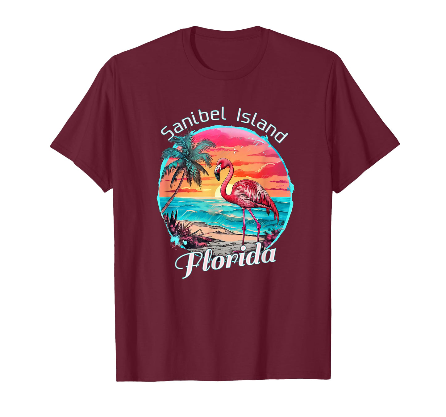 Sanibel Island Florida Beach Flamingo Tropical Souvenir T-Shirt for Men Women Girls Kids