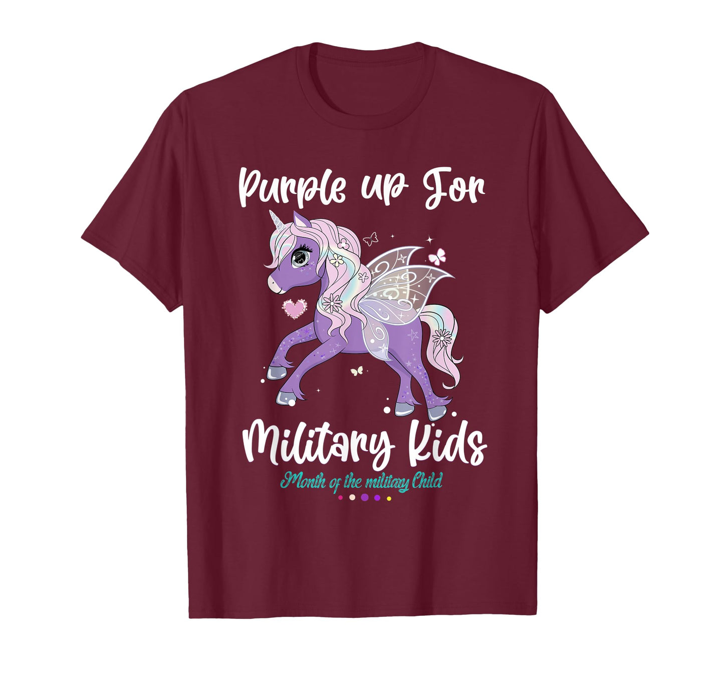Unicorn Purple up Day For military kids CHILD Purple Up 2022 T-Shirt