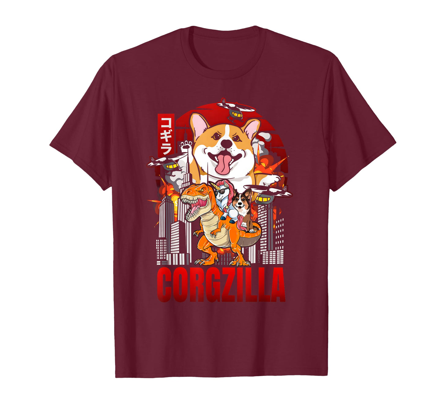Funny Japanese Corgzilla Unicorn Funny Dog Corgi Lovers Men Women Kids T-Shirt