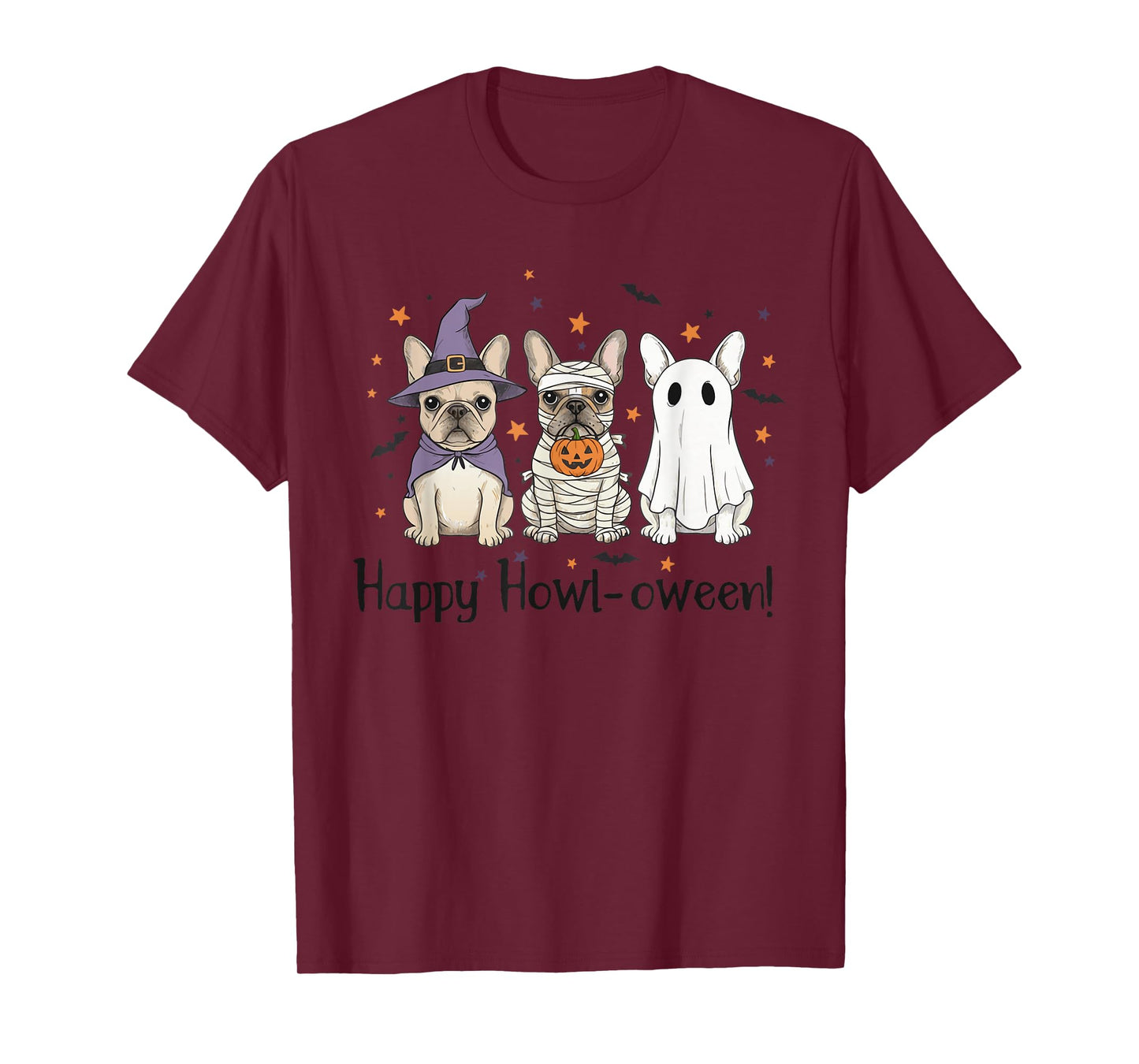 French Bulldog Halloween Happy Howl-oween Witch Mummy Ghost T-Shirt
