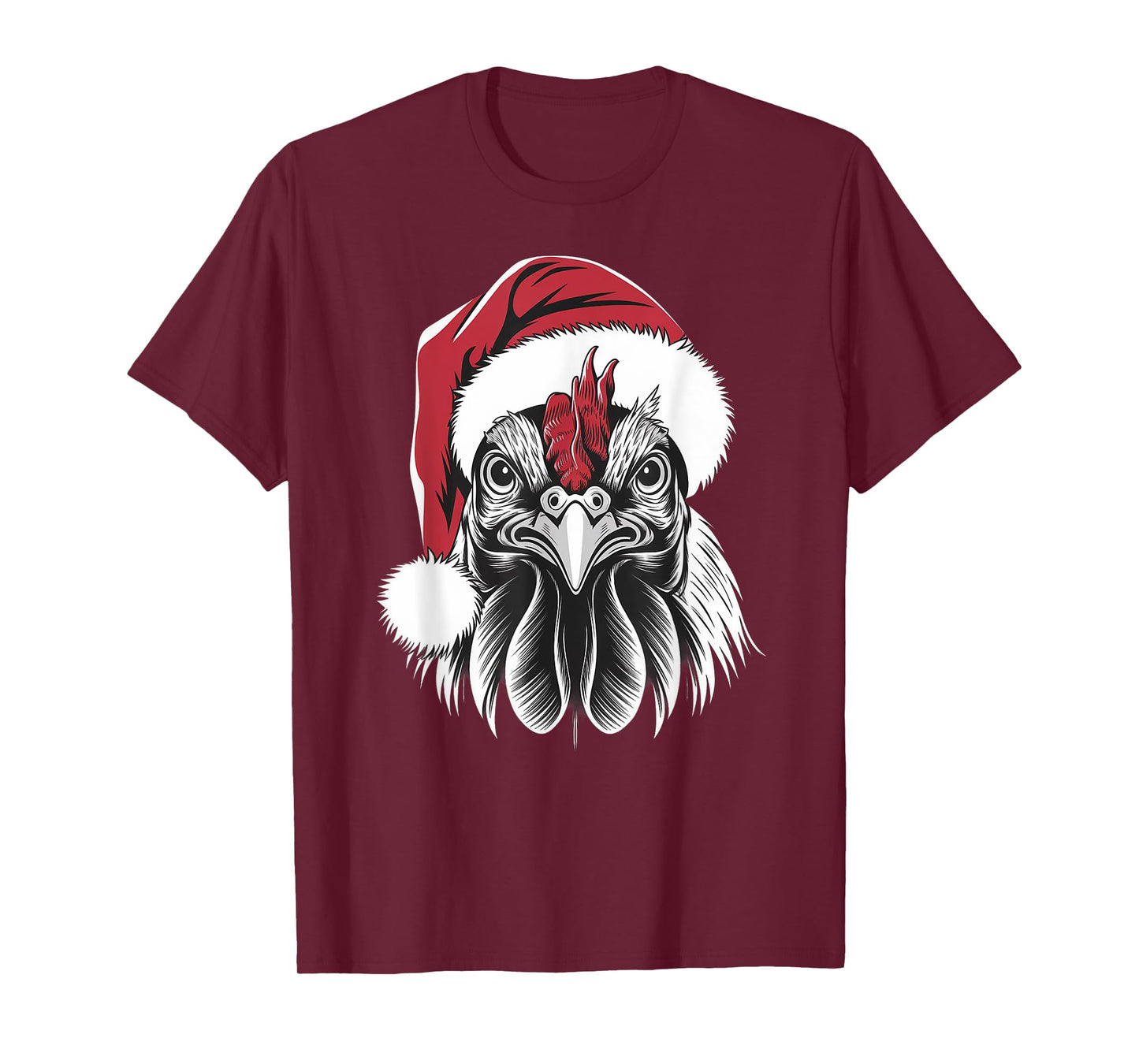 Joyful Rooster Santa on Rooster Christmas T-Shirt