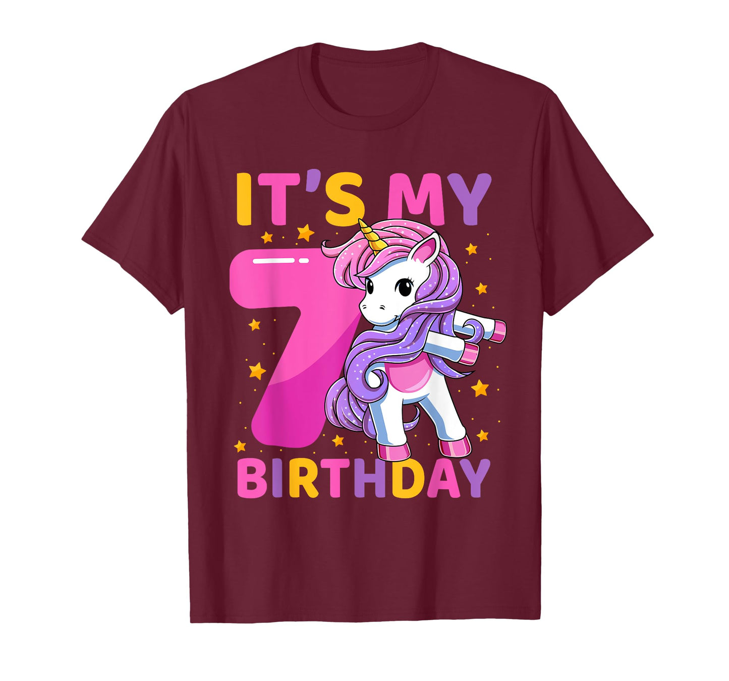 7 Years Old Unicorn Flossing 7th Birthday Party Girls Kids T-Shirt