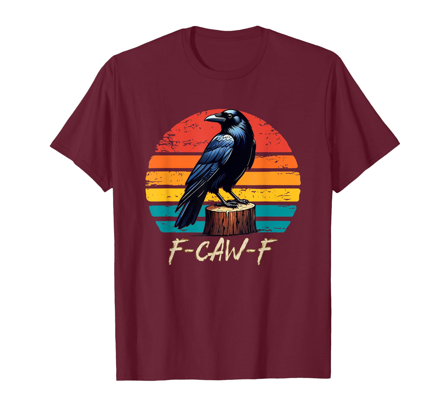F-Caw-F Black Crow Black Bird Retro Sunset Vintage F-Caw-F T-Shirt
