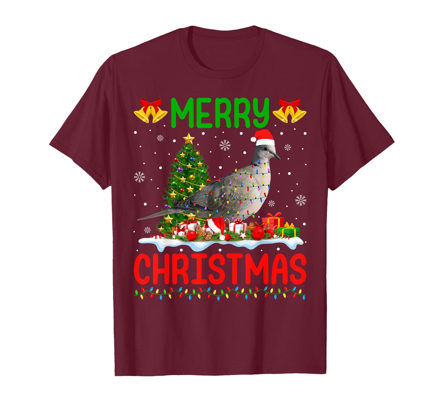 Xmas Dove Bird Lighting Santa Merry Christmas Mourning Dove T-Shirt