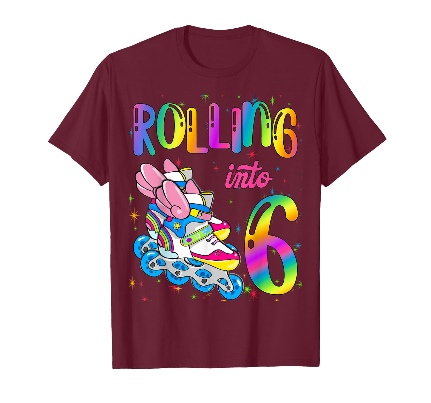 Rolling Into 6 years Let's Roll I'm Turning 6 Roller Skate T-Shirt