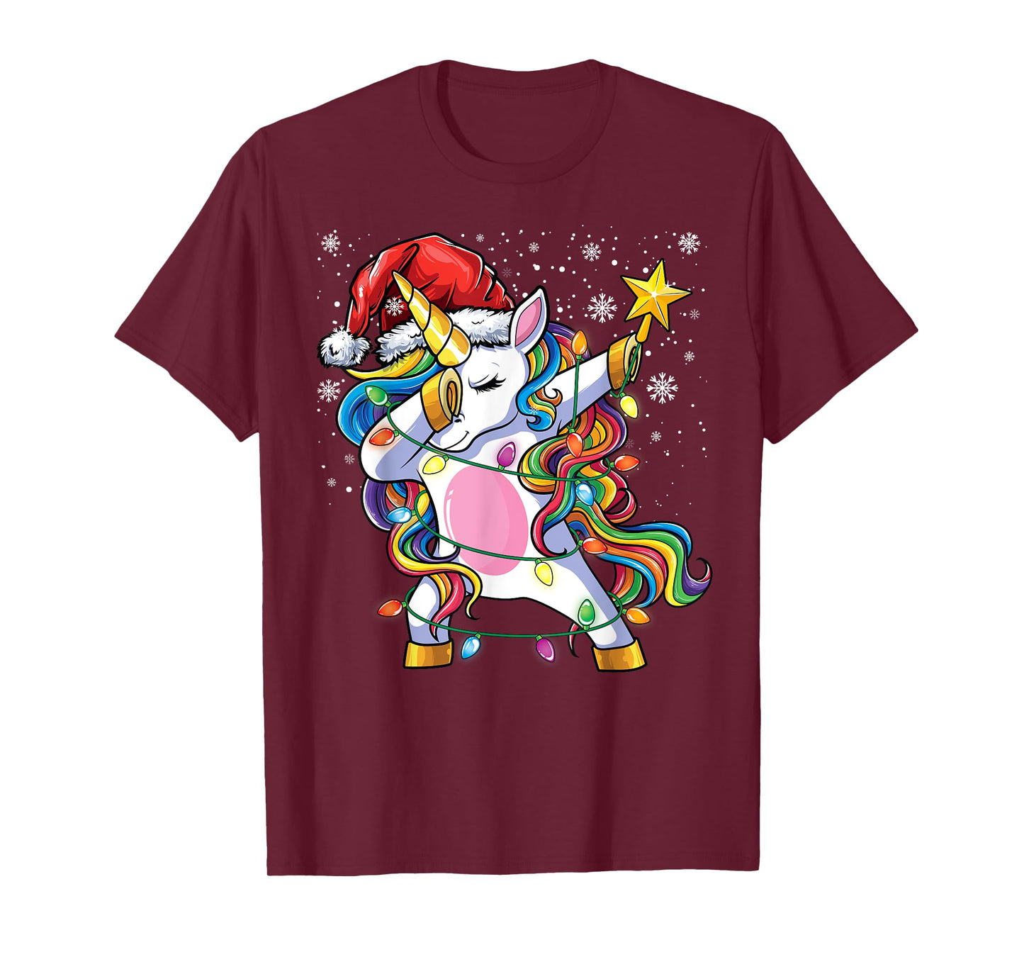 Christmas Unicorn Dab Girls Women Xmas Tree Santa Unicorn T-Shirt