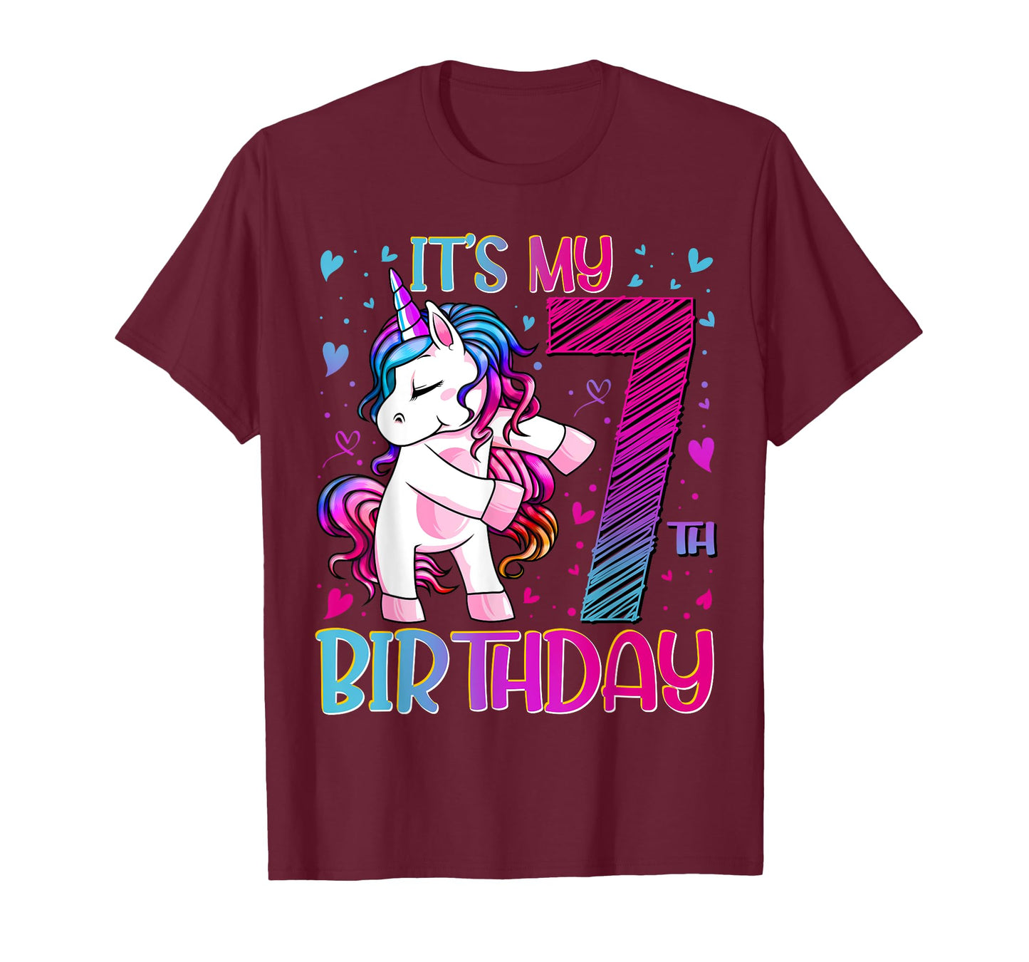 7 Year Old Gifts Unicorn Flossing 7th Birthday Girl Party T-Shirt