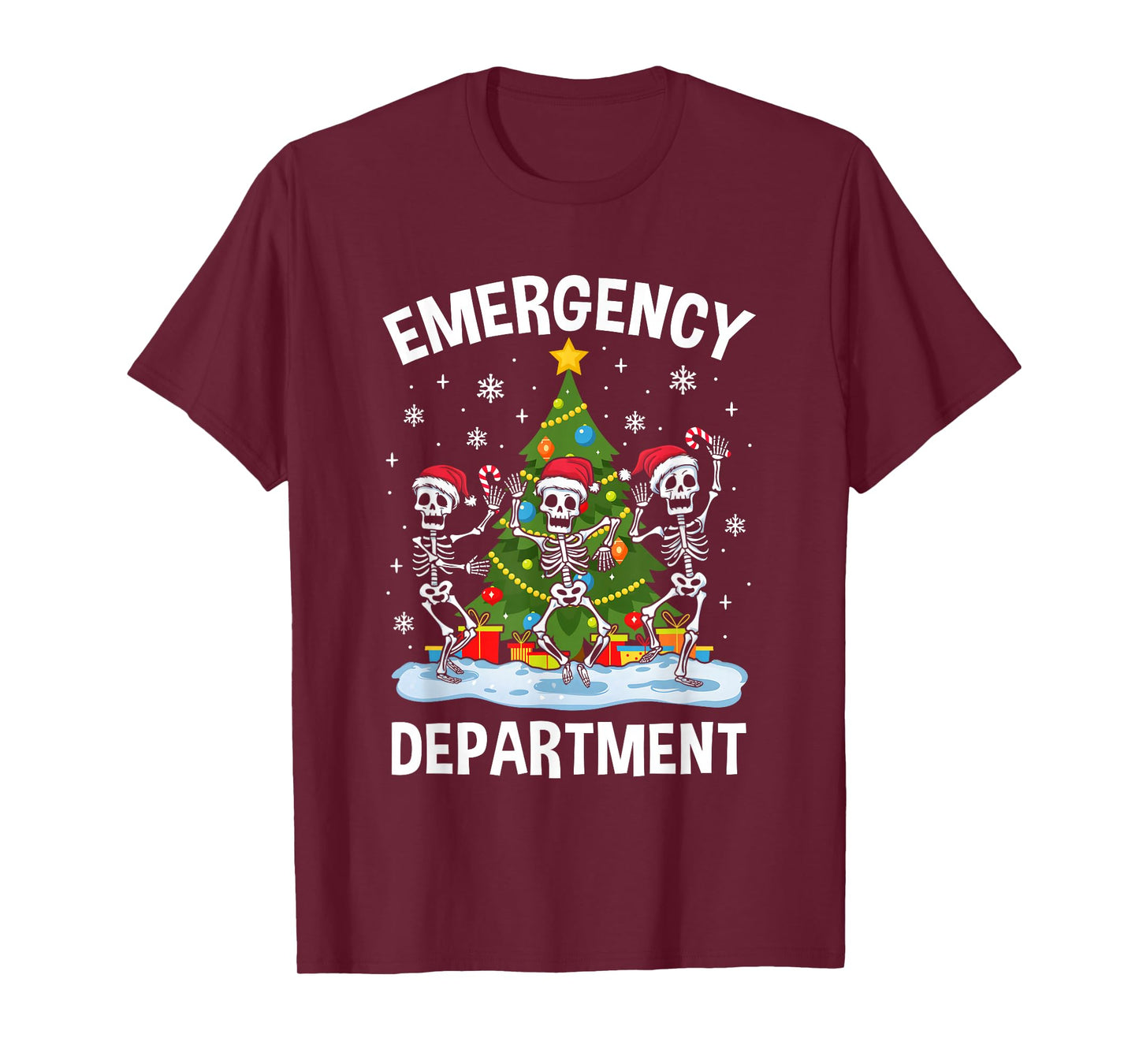 Emergency Department Christmas Holiday Skeleton Nurse Er Ed T-Shirt