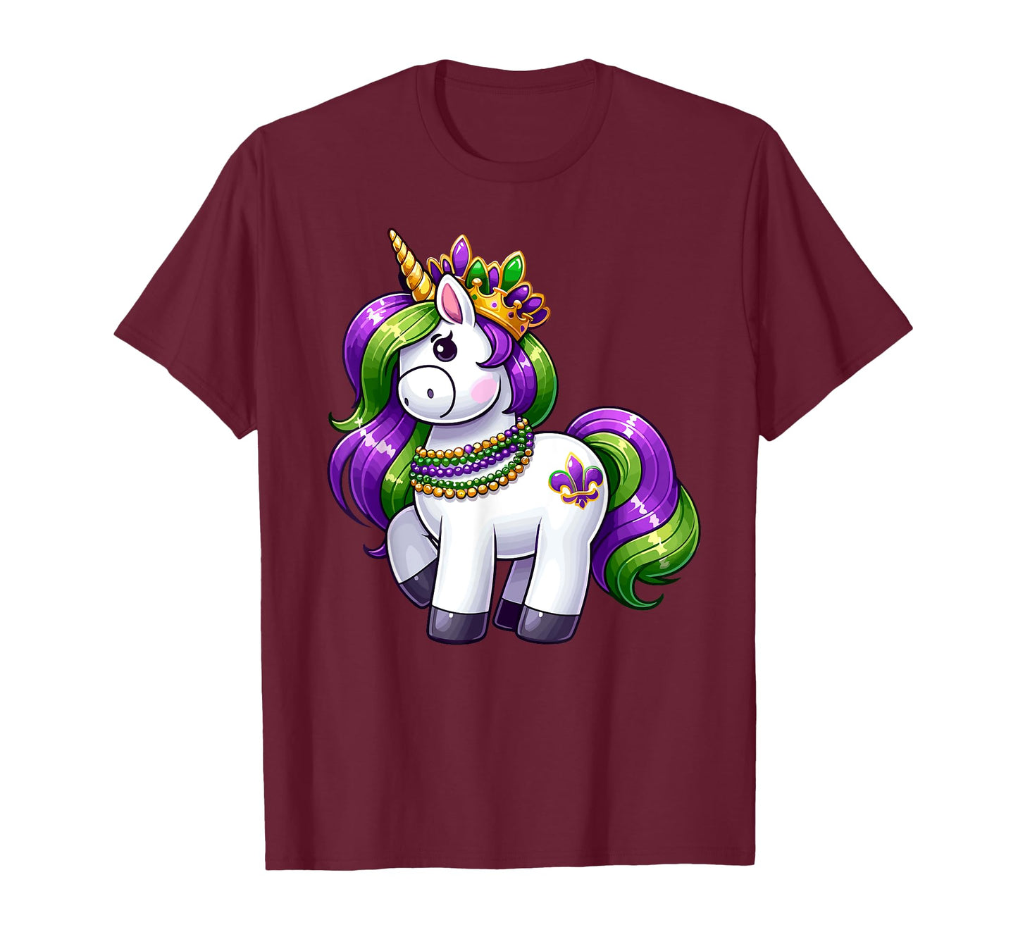 Girl Mardi Gras Princess Unicorn Festive Graphic for Girls T-Shirt