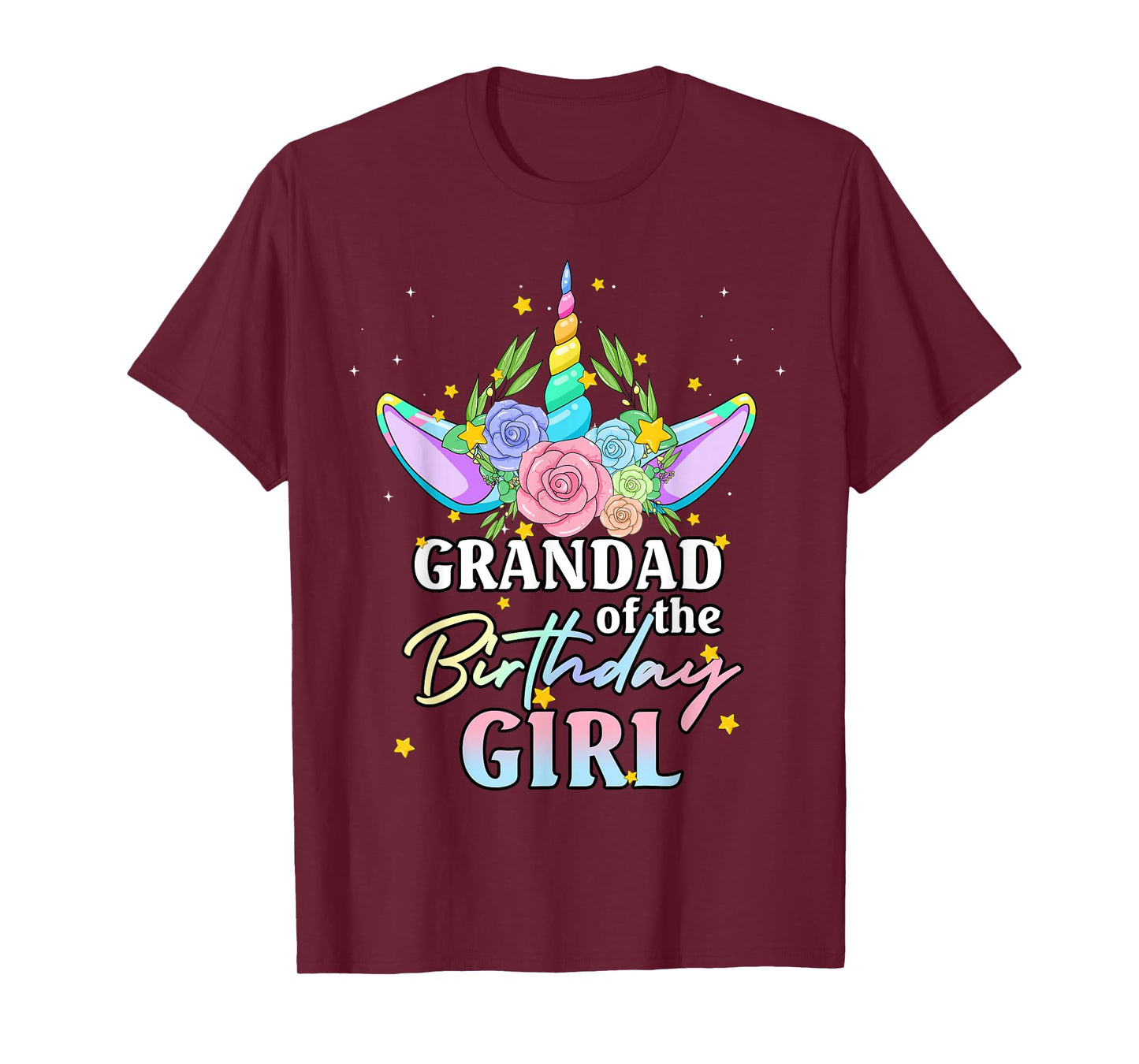 Grandad of the Birthday Girl Unicorn Rainbow Matching Family T-Shirt