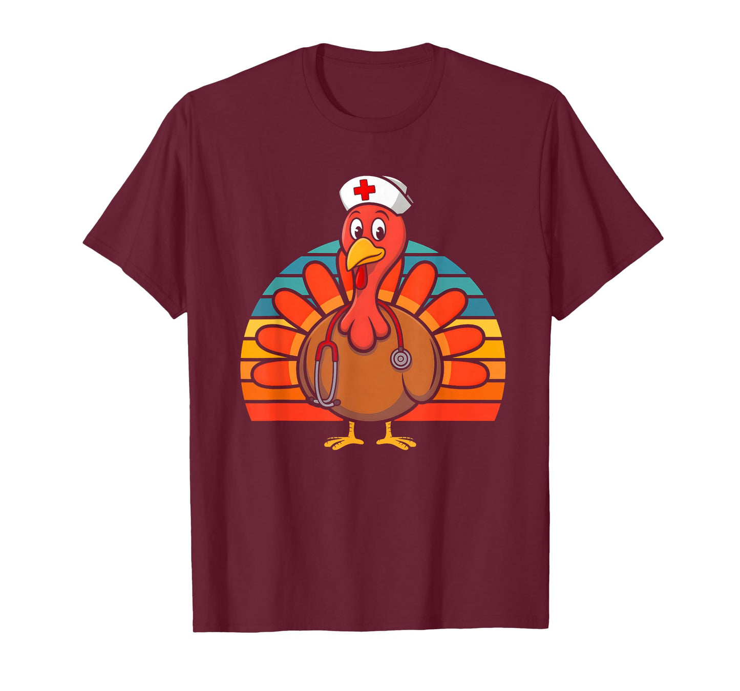 Thanksgiving Fall Autumn Scrub Tops Nursing Turkey Nurse T-Shirt