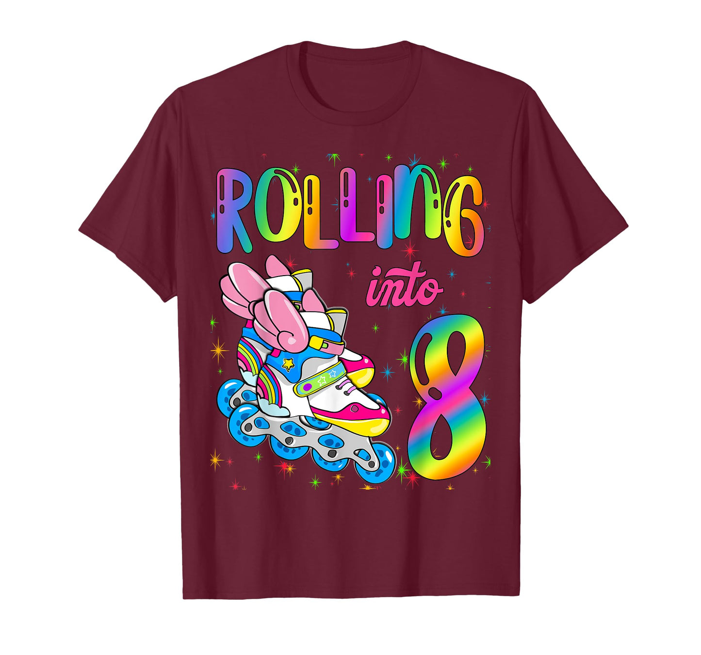 Rolling Into 8 years Let's Roll I'm Turning 8 Roller Skate T-Shirt
