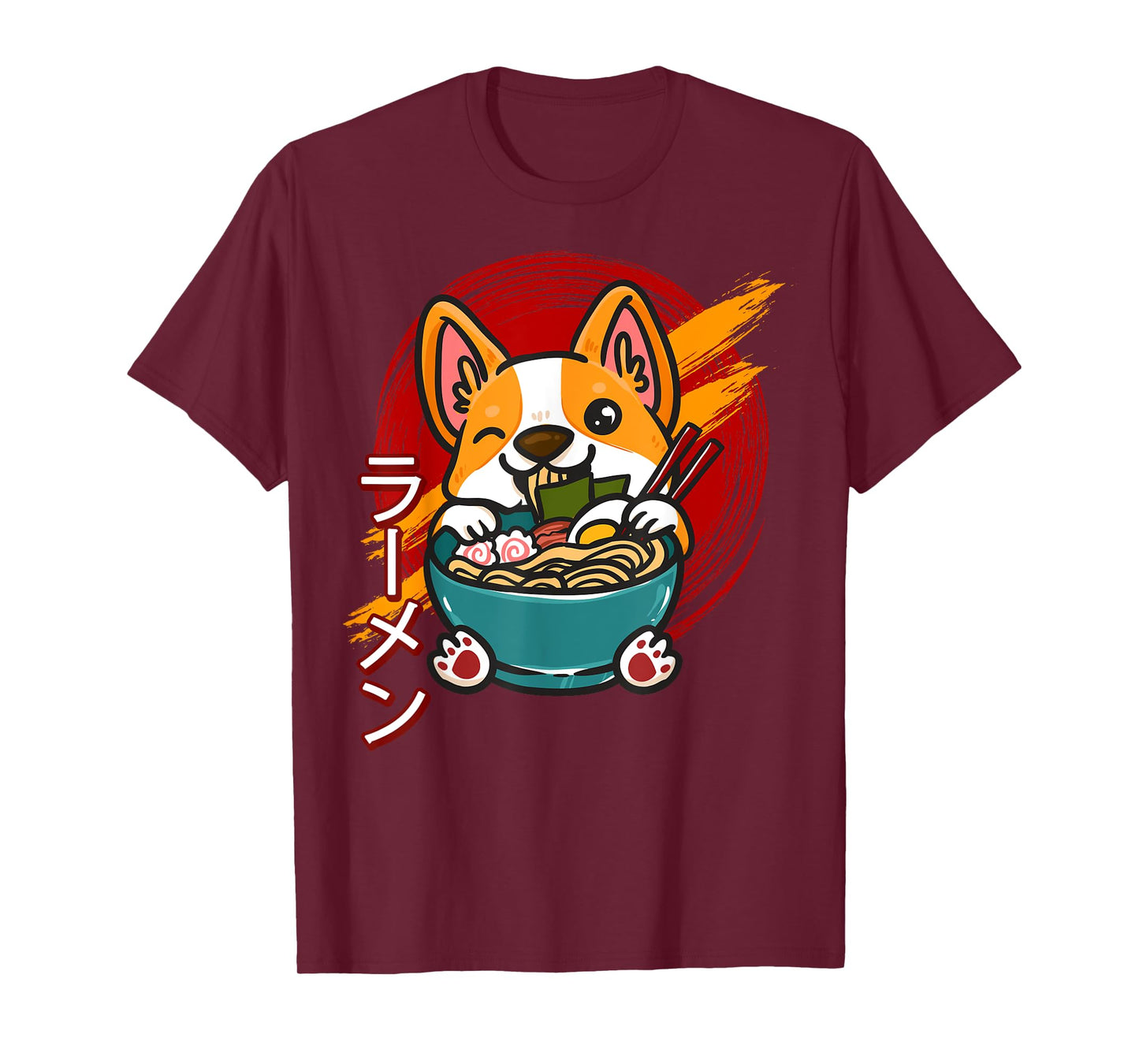 Corgi Eating Ramen Cute Kawaii Dog Japanese Noodles Japan T-Shirt