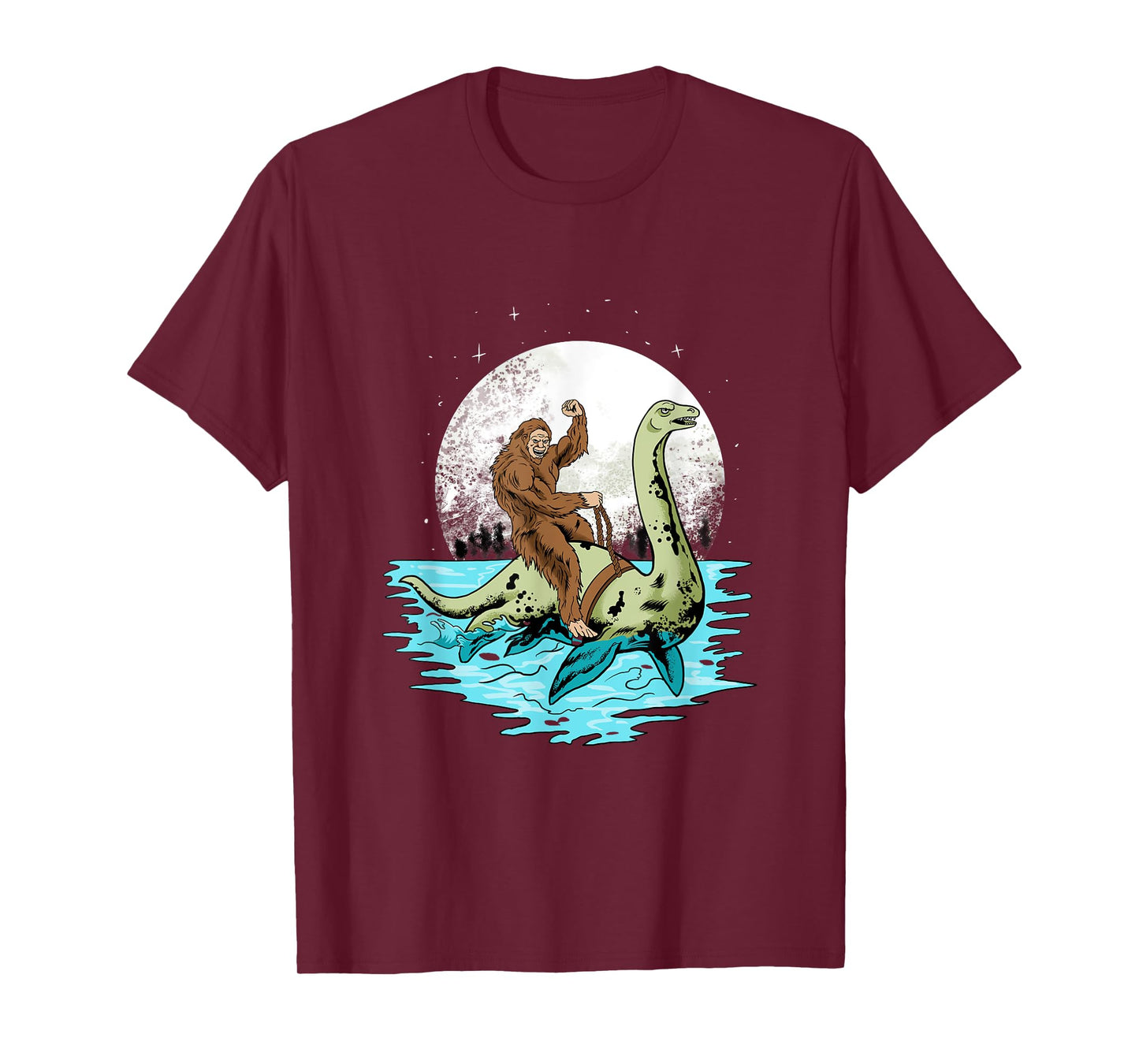 Bigfoot Sasquatch Riding The Hole Ness Monster Funny T-Shirt