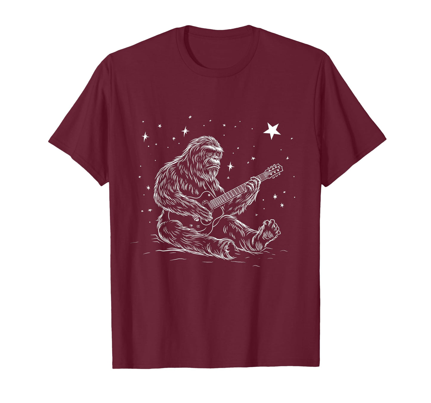 Bigfoot Playing Guitar Player Funny Sasquatch Guitarist T-Shirt