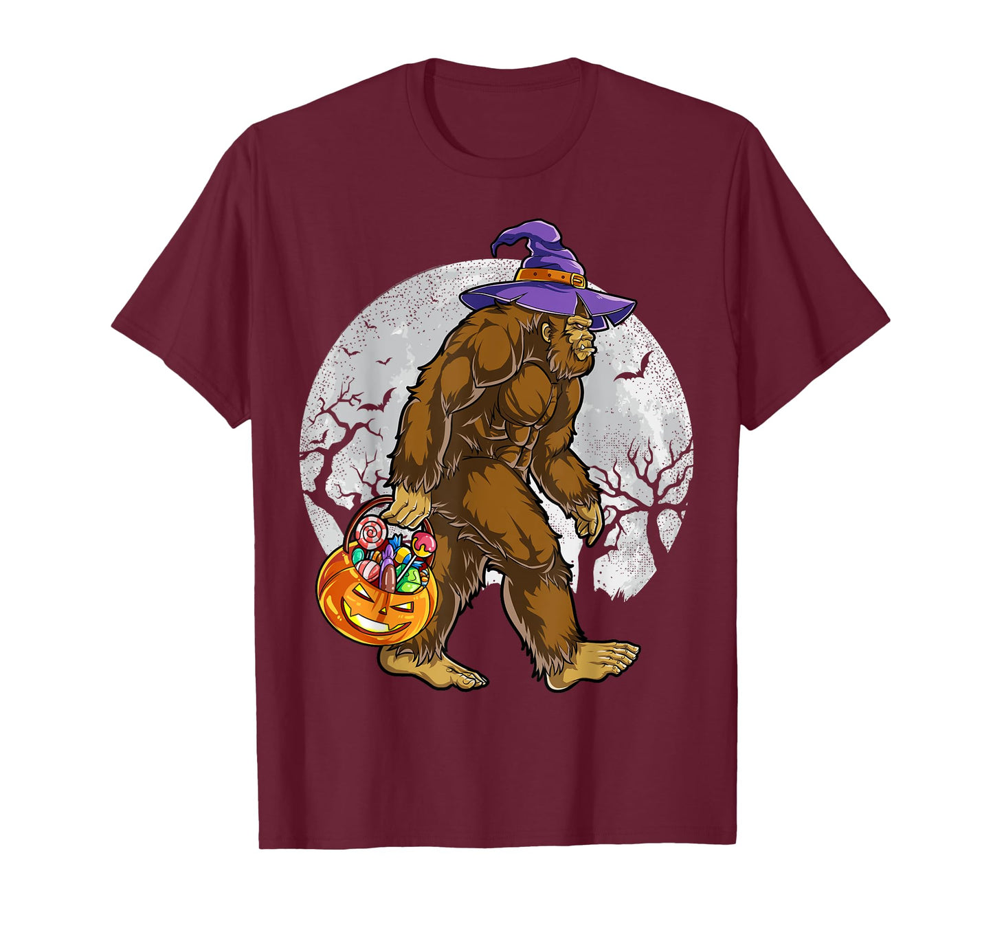 Bigfoot Witch Pumpkin Halloween Girls Women Sasquatch Lovers T-Shirt