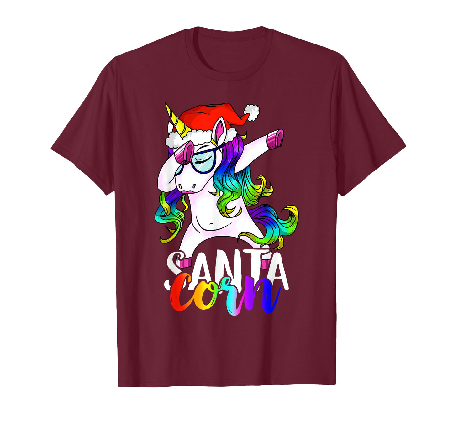 Santacorn Dabbing Unicorn Boys Girls Women Xmas Pajamas Tee T-Shirt