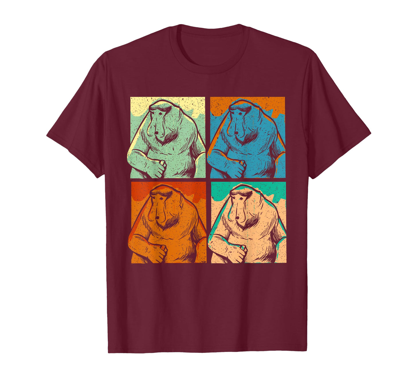 Retro Proboscis Monkey Ape Wildlife Zookeeper T-Shirt
