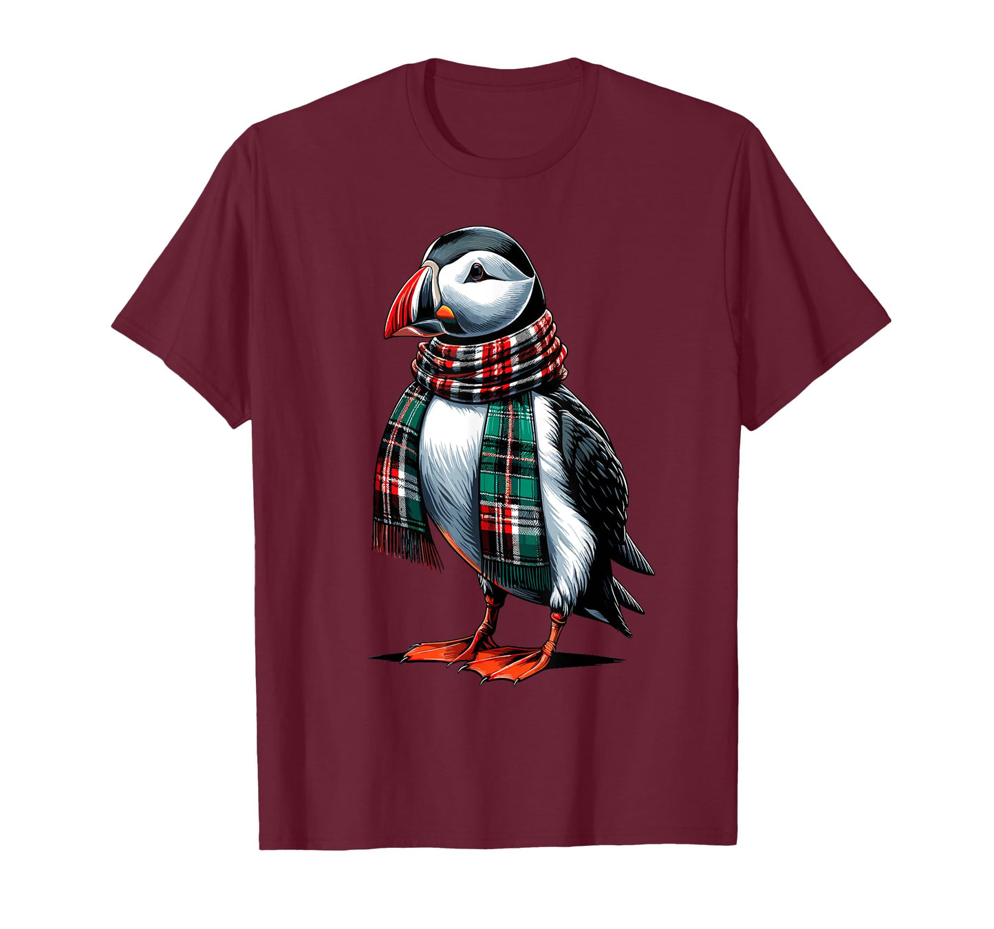 Puffin | Puffin Bird With Scarf & Cute Puffin T-Shirt, Small, Black