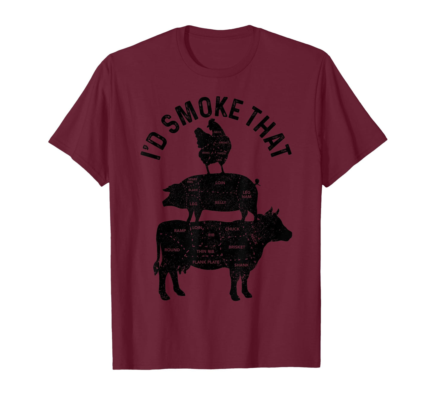 Chef Butcher BBQ I'd Smoke That Pork Beef Funny Father's Day T-Shirt