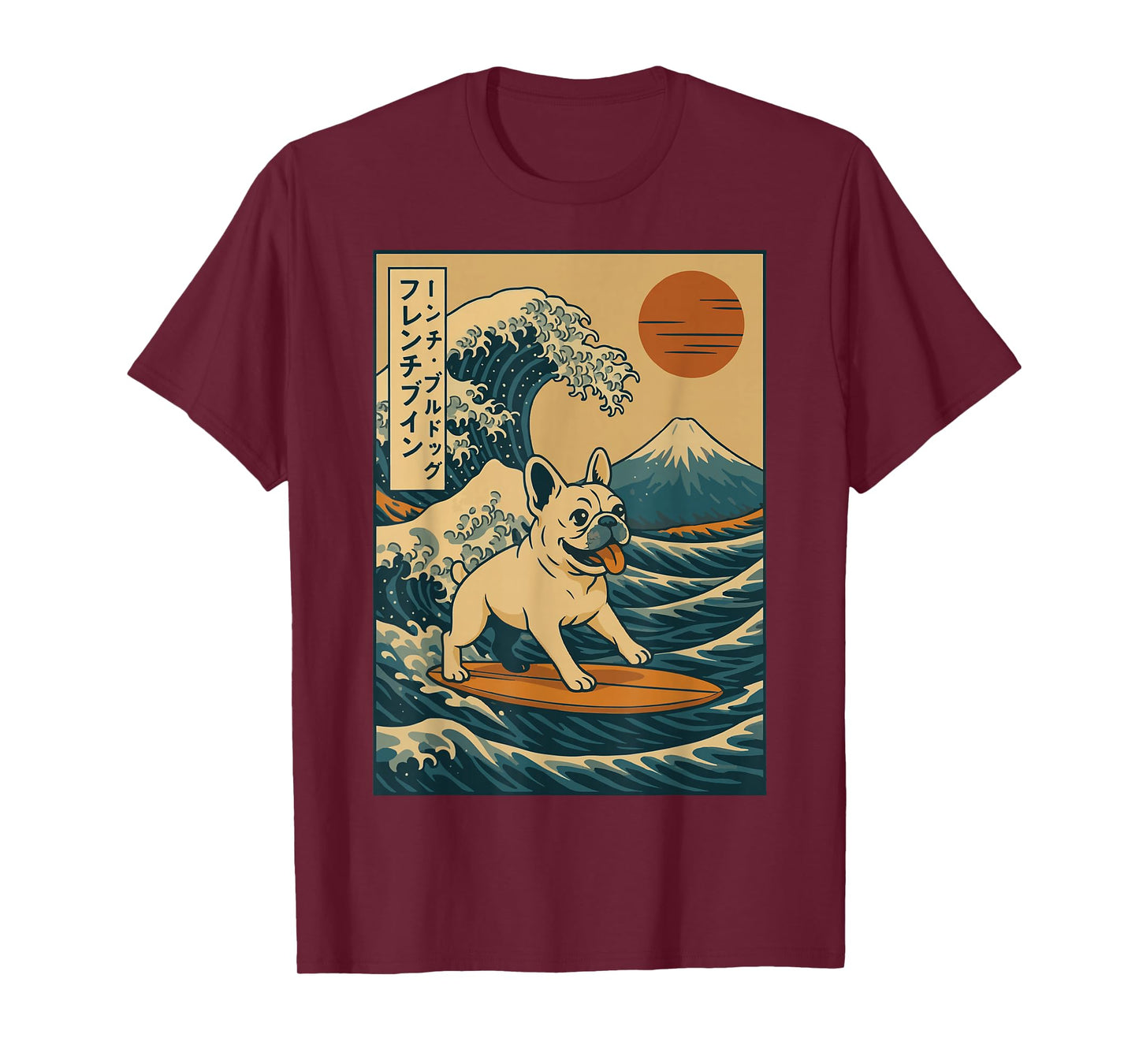 French Bulldog Surfing Japanese T-Shirt
